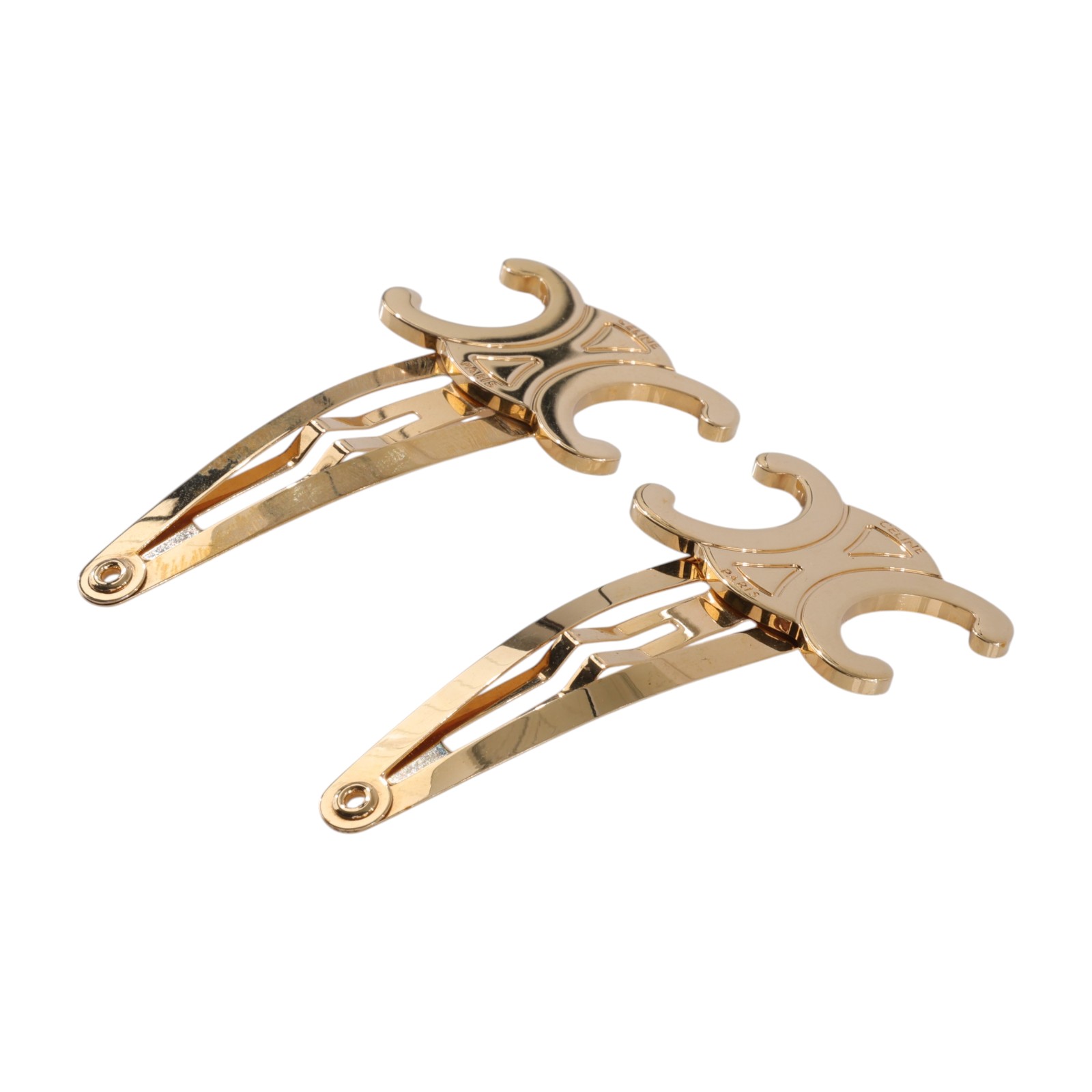 思琳 CELINE Set of 2 Snap Hair Clips 雙件裝按扣髮夾 46Z656BSL 金色凱旋門髮夾 原廠盒子/防塵袋