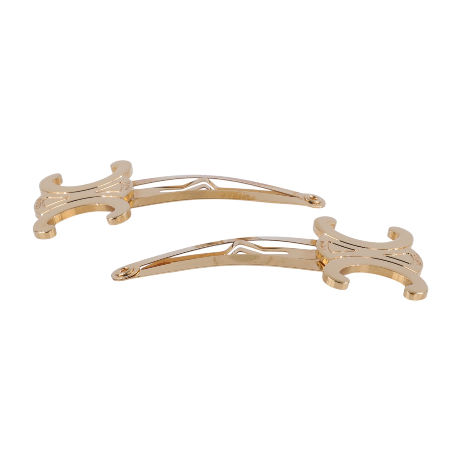 思琳 CELINE Set of 2 Snap Hair Clips 雙件裝按扣髮夾 46Z656BSL 金色凱旋門髮夾 原廠盒子/防塵袋