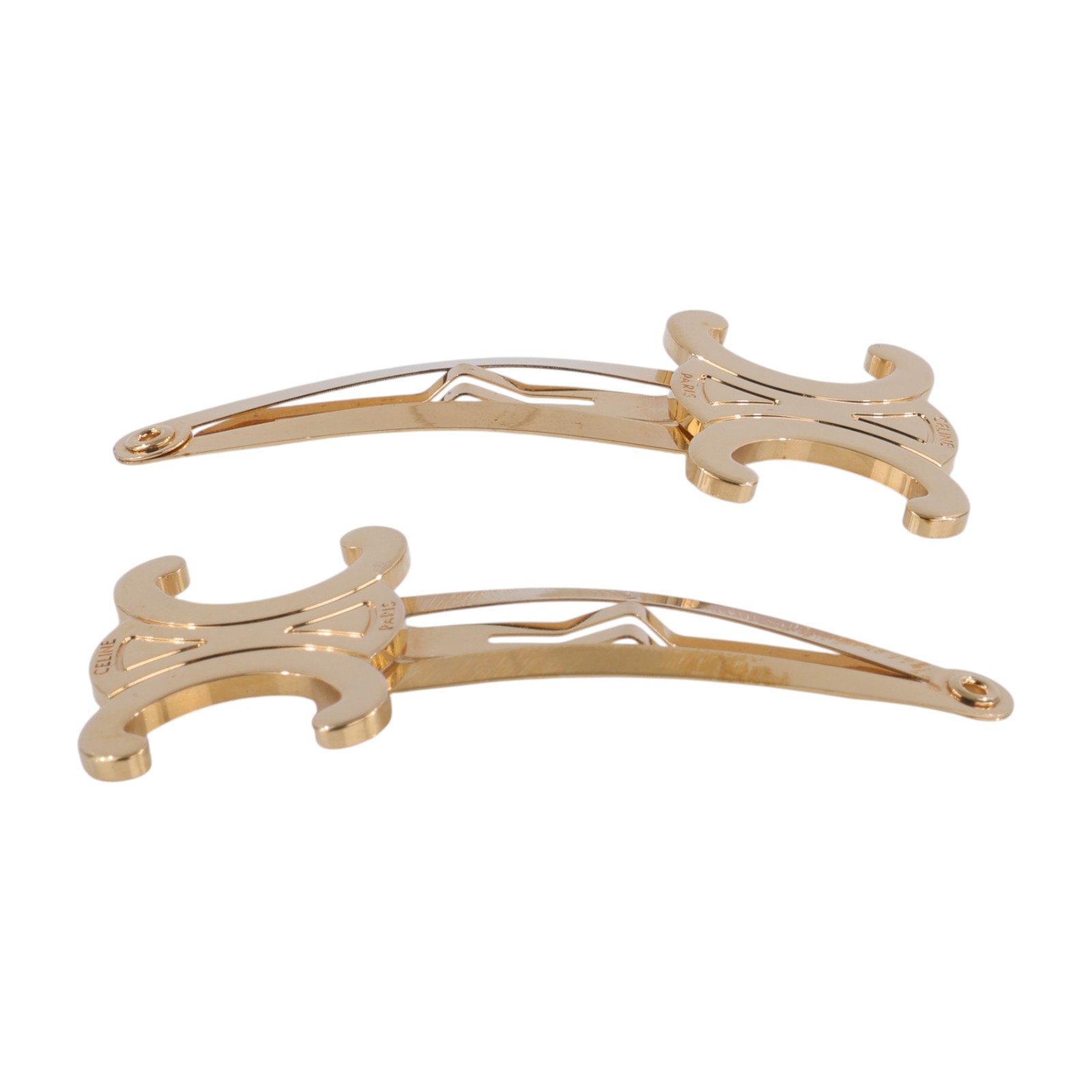 思琳 CELINE Set of 2 Snap Hair Clips 雙件裝按扣髮夾 46Z656BSL 金色凱旋門髮夾 原廠盒子/防塵袋
