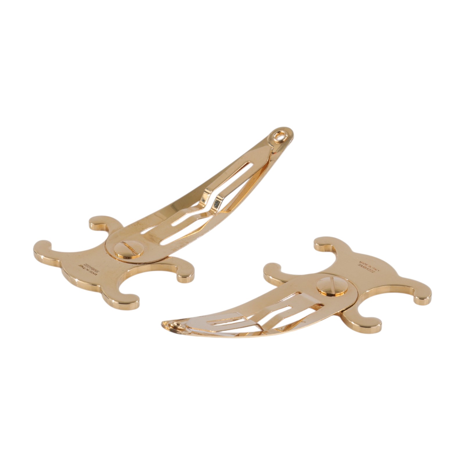 思琳 CELINE Set of 2 Snap Hair Clips 雙件裝按扣髮夾 46Z656BSL 金色凱旋門髮夾 原廠盒子/防塵袋