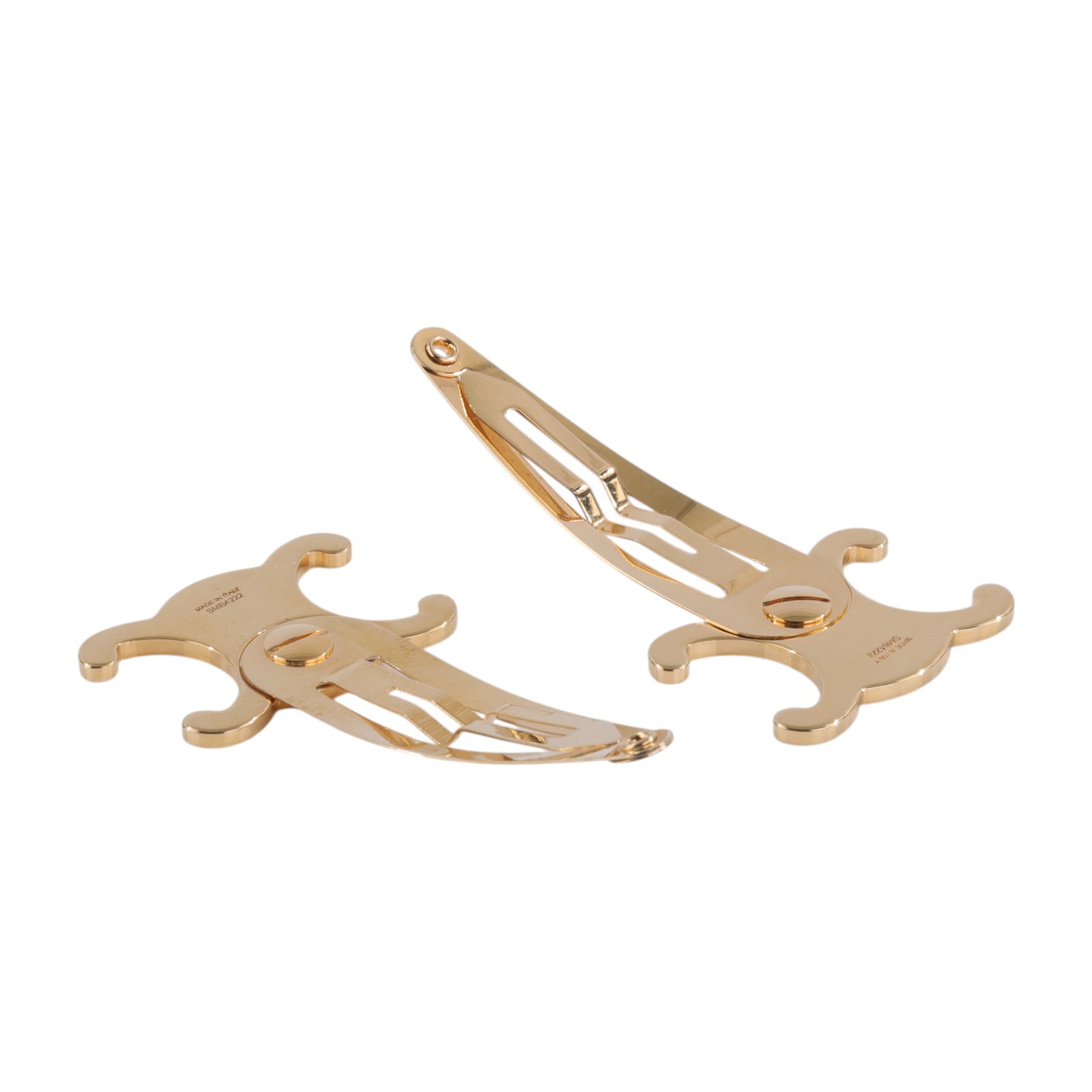 思琳 CELINE Set of 2 Snap Hair Clips 雙件裝按扣髮夾 46Z656BSL 金色凱旋門髮夾 原廠盒子/防塵袋