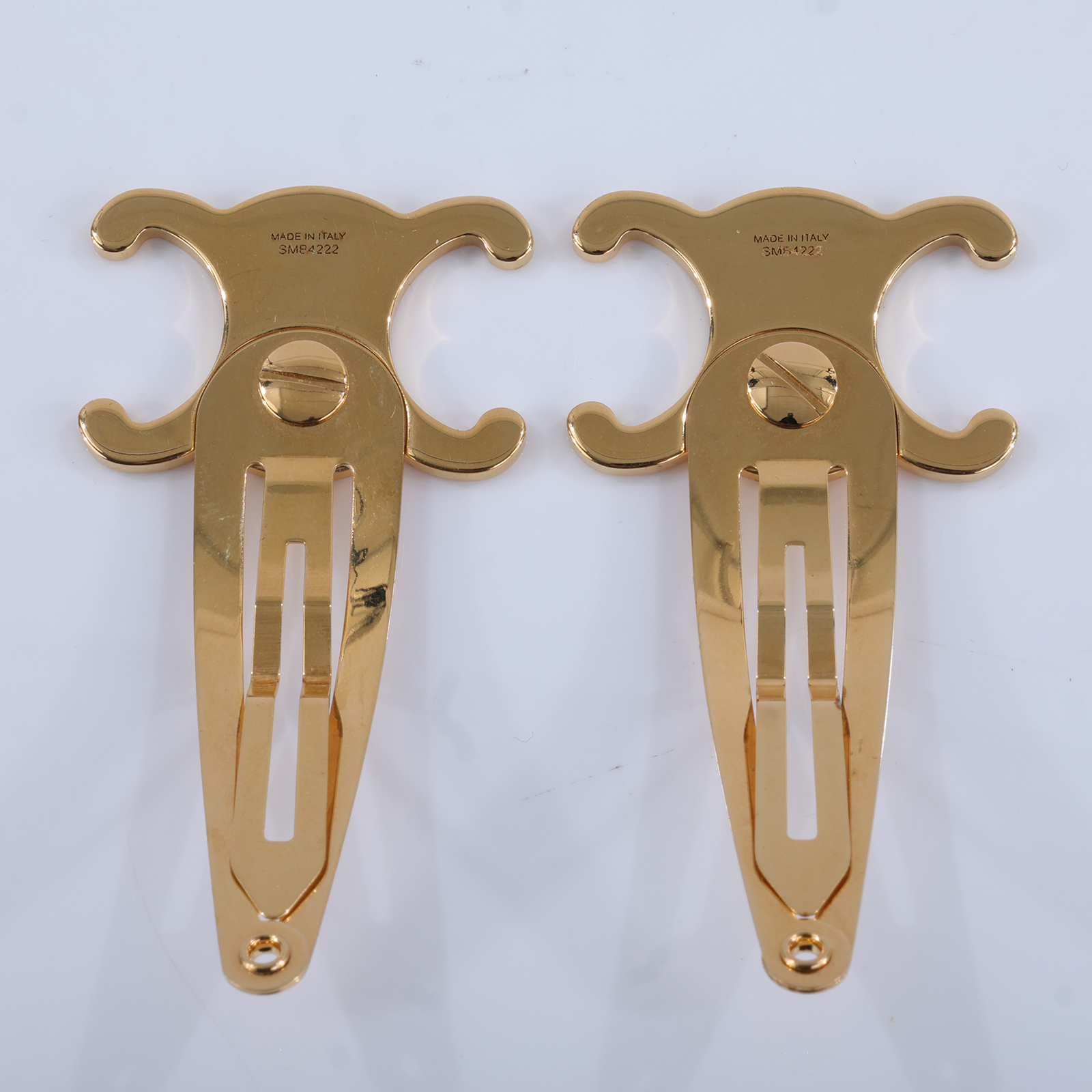 思琳 CELINE Set of 2 Snap Hair Clips 雙件裝按扣髮夾 46Z656BSL 金色凱旋門髮夾 原廠盒子/防塵袋