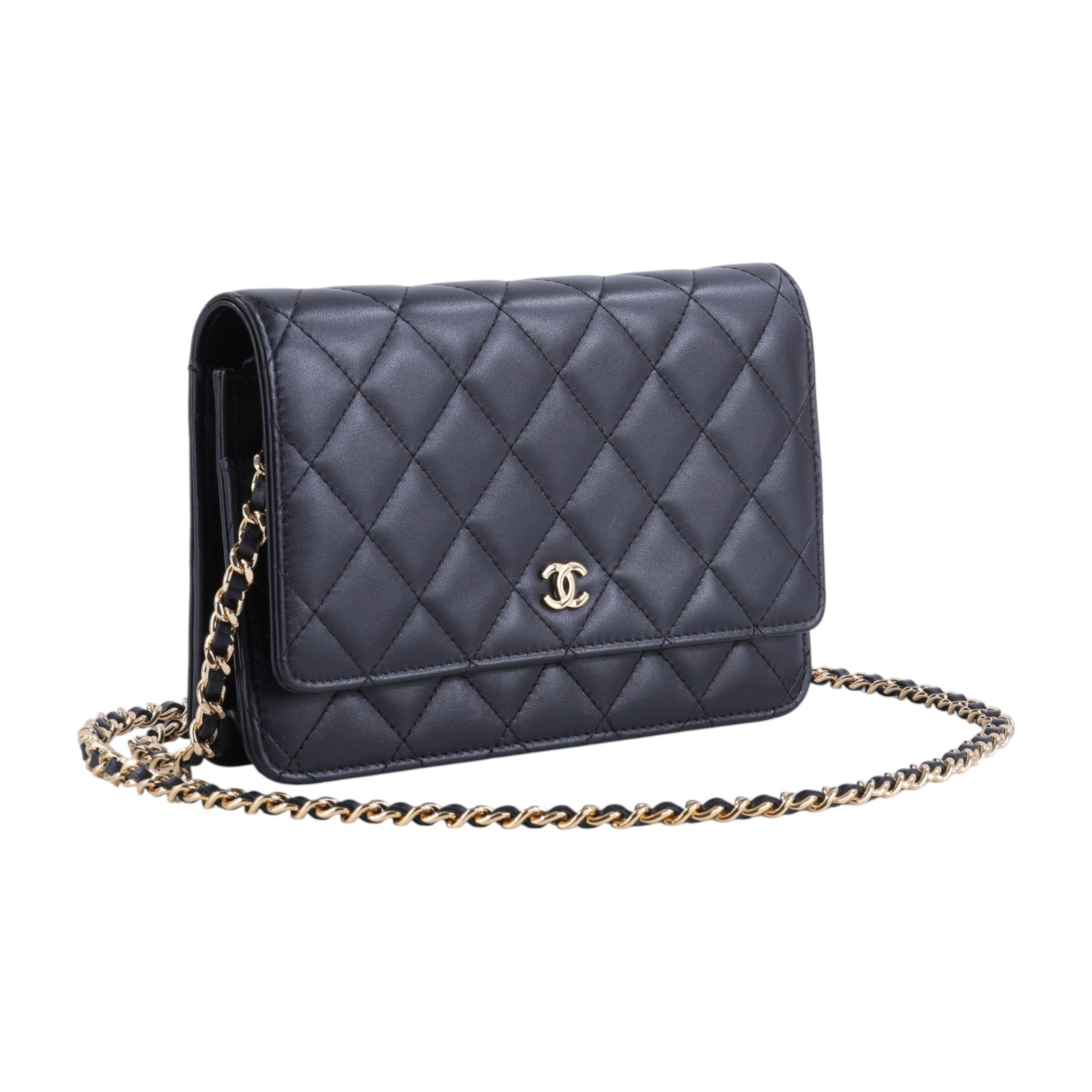 香奈兒 CHANEL CC LOGO 菱格紋 三用 woc 鏈帶包 A33814 Y01295 25開 黑金羊WOC 原廠盒子/防塵袋/保證卡/購買證明