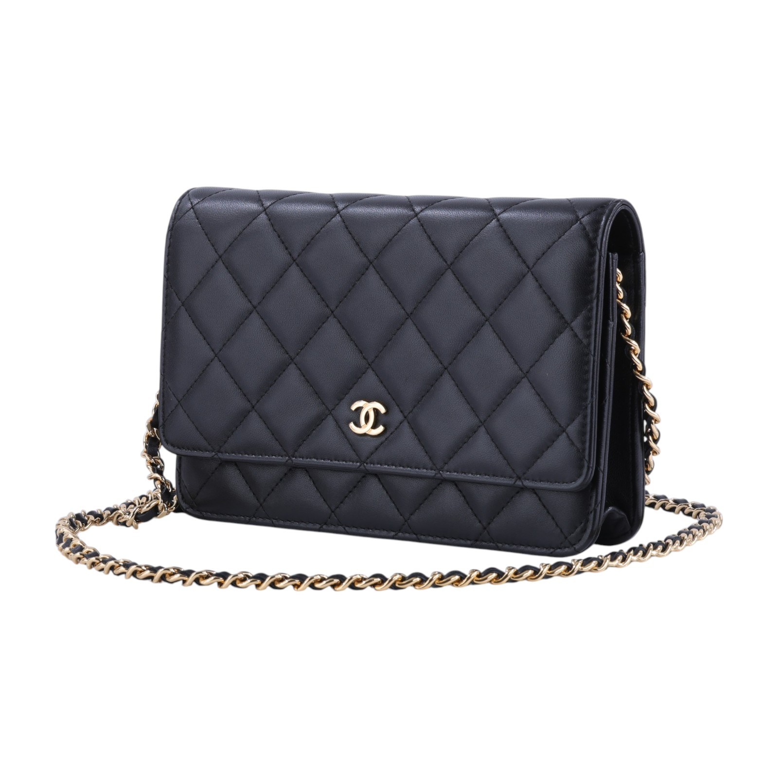 香奈兒 CHANEL CC LOGO 菱格紋 三用 woc 鏈帶包 A33814 Y01295 25開 黑金羊WOC 原廠盒子/防塵袋/保證卡/購買證明