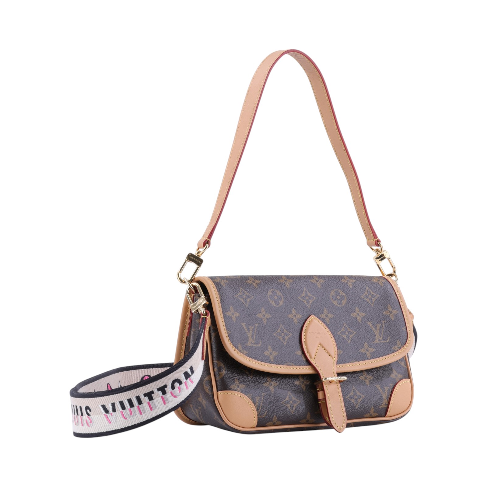 路易威登 LOUIS VUITTON Diane 腋下包法棍 單肩背包 經典帆布 M45985 晶片款 原花DIANE 原廠盒子/防塵袋/背帶/提把/購買證明