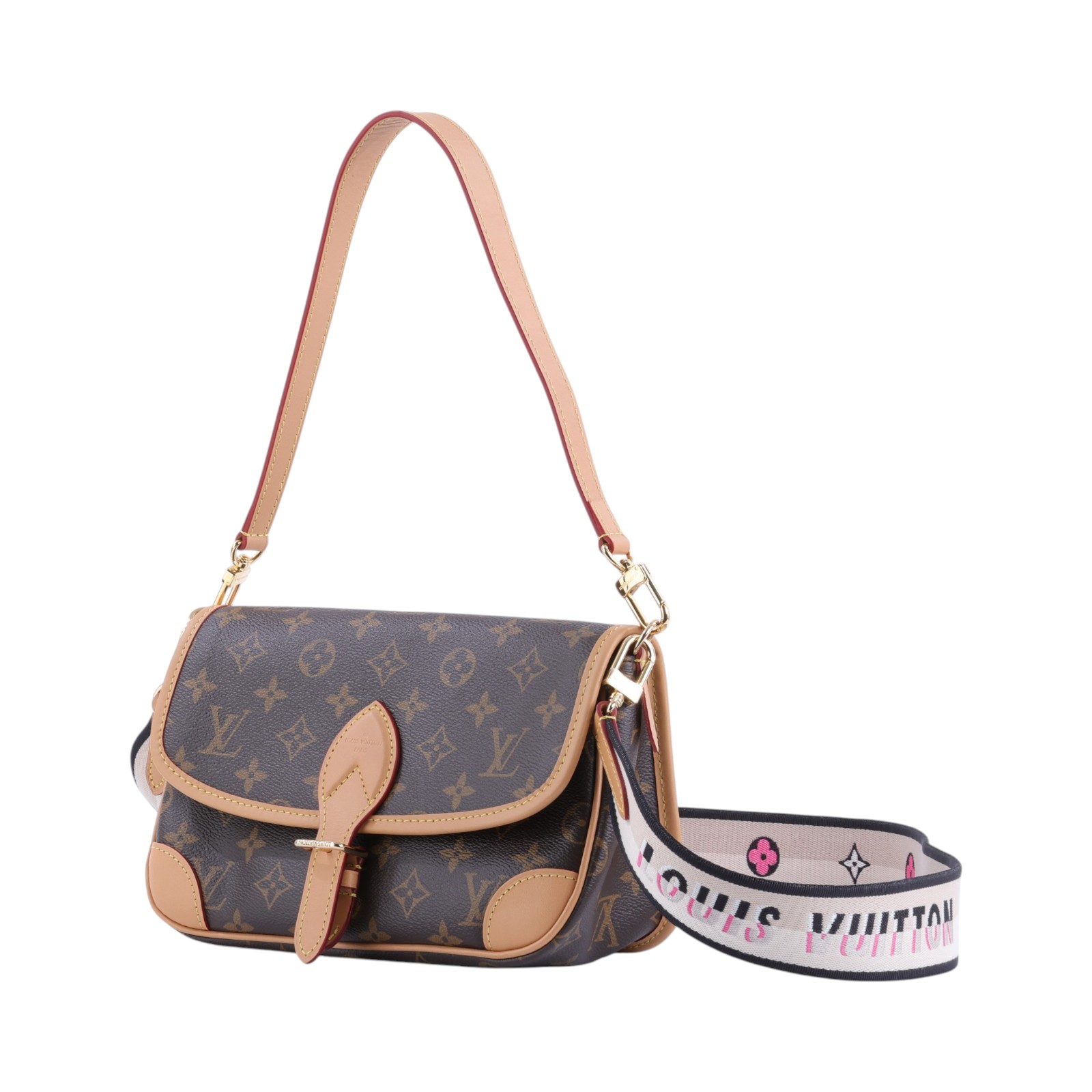 路易威登 LOUIS VUITTON Diane 腋下包法棍 單肩背包 經典帆布 M45985 晶片款 原花DIANE 原廠盒子/防塵袋/背帶/提把/購買證明