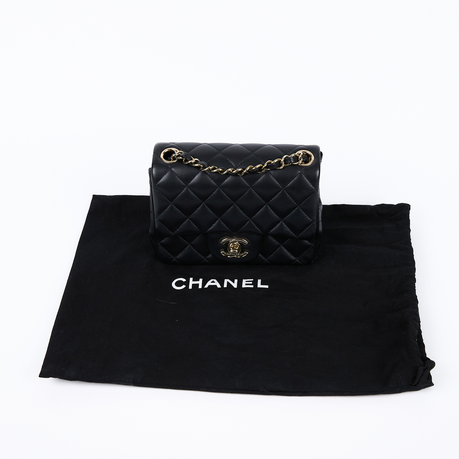 香奈兒 CHANEL CF 方形 迷你 口蓋包 A35200 晶片款 黑金羊方胖COCO 17 防塵袋