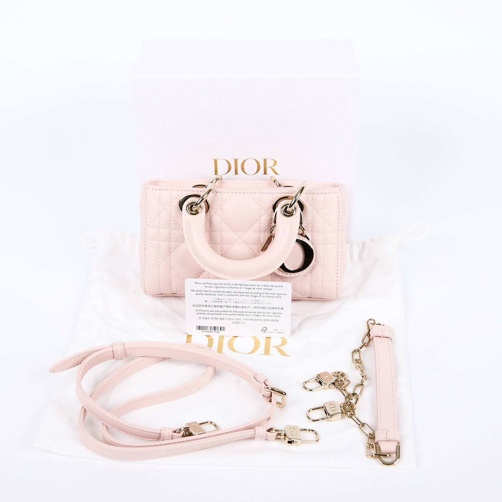 迪奧 CHRISTIAN DIOR Lady D-Joy 微型手袋 S0910ONGE 粉色D JOY 微型款 原廠盒子/防塵袋/背帶2/保證卡