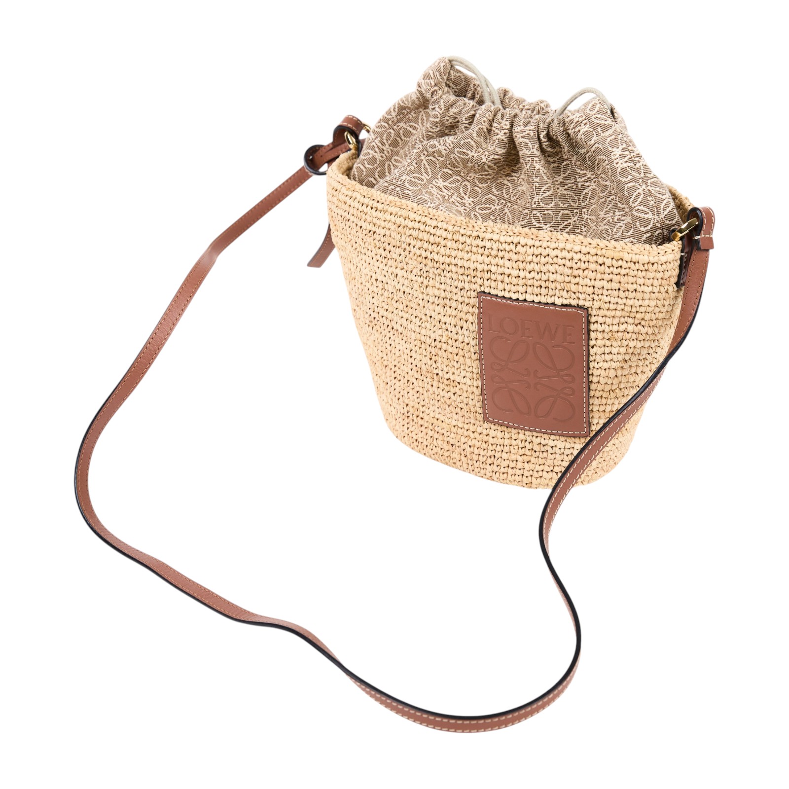 羅意威 LOEWE Anagram Pochette 手工編織 拉菲草 肩背包 A689C70X08  防塵袋