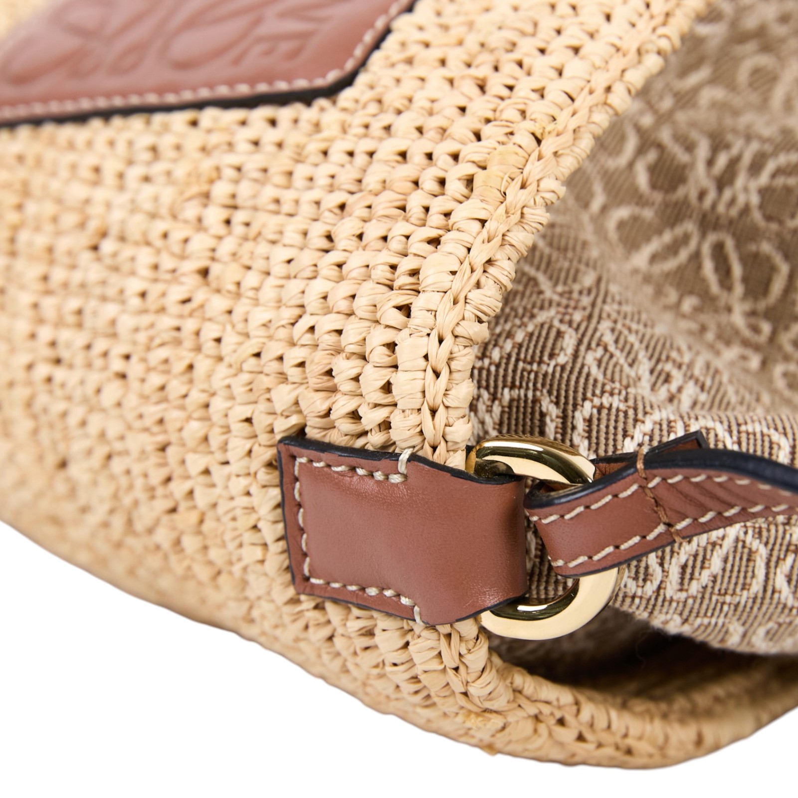 羅意威 LOEWE Anagram Pochette 手工編織 拉菲草 肩背包 A689C70X08  防塵袋