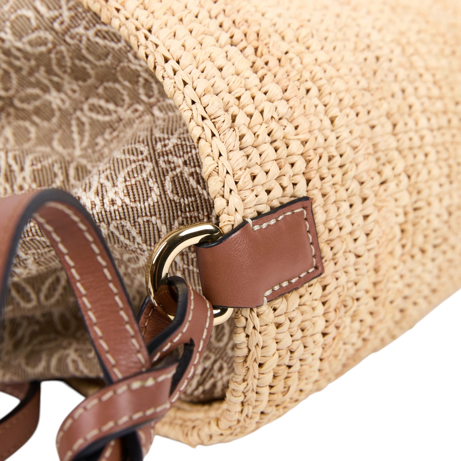 羅意威 LOEWE Anagram Pochette 手工編織 拉菲草 肩背包 A689C70X08  防塵袋