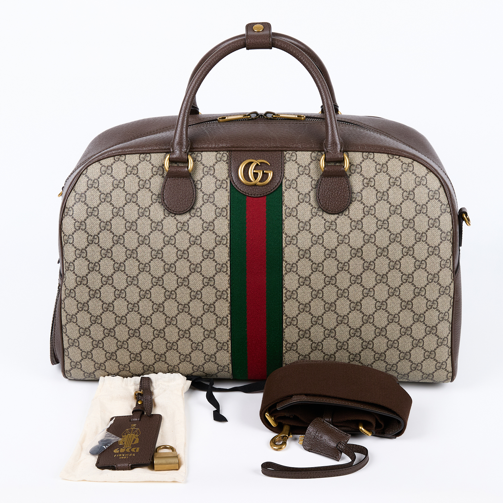 古馳 GUCCI Savoy 旅行袋 手提包 波士頓包 723310 9C2ST 原花GG 旅行袋 防塵袋/背帶/鎖組/吊牌
