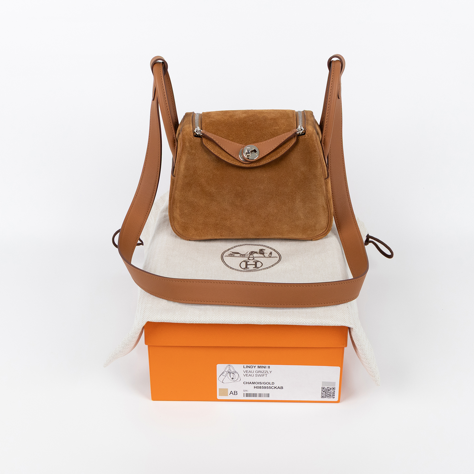 愛馬仕 Hermes Lindy II 琳迪包 迷你 銀色五金 棕褐色 金棕色 H085955CKAB /K AS968 AP  盒子/防塵袋