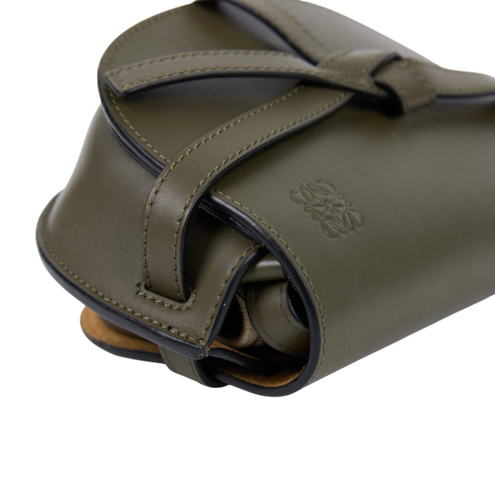 羅意威 LOEWE Mini Gate Dual bag 迷你 小牛皮 肩背包 帆布背帶 A650N46X13 墨綠色帆布背帶GATE MINI 防塵袋