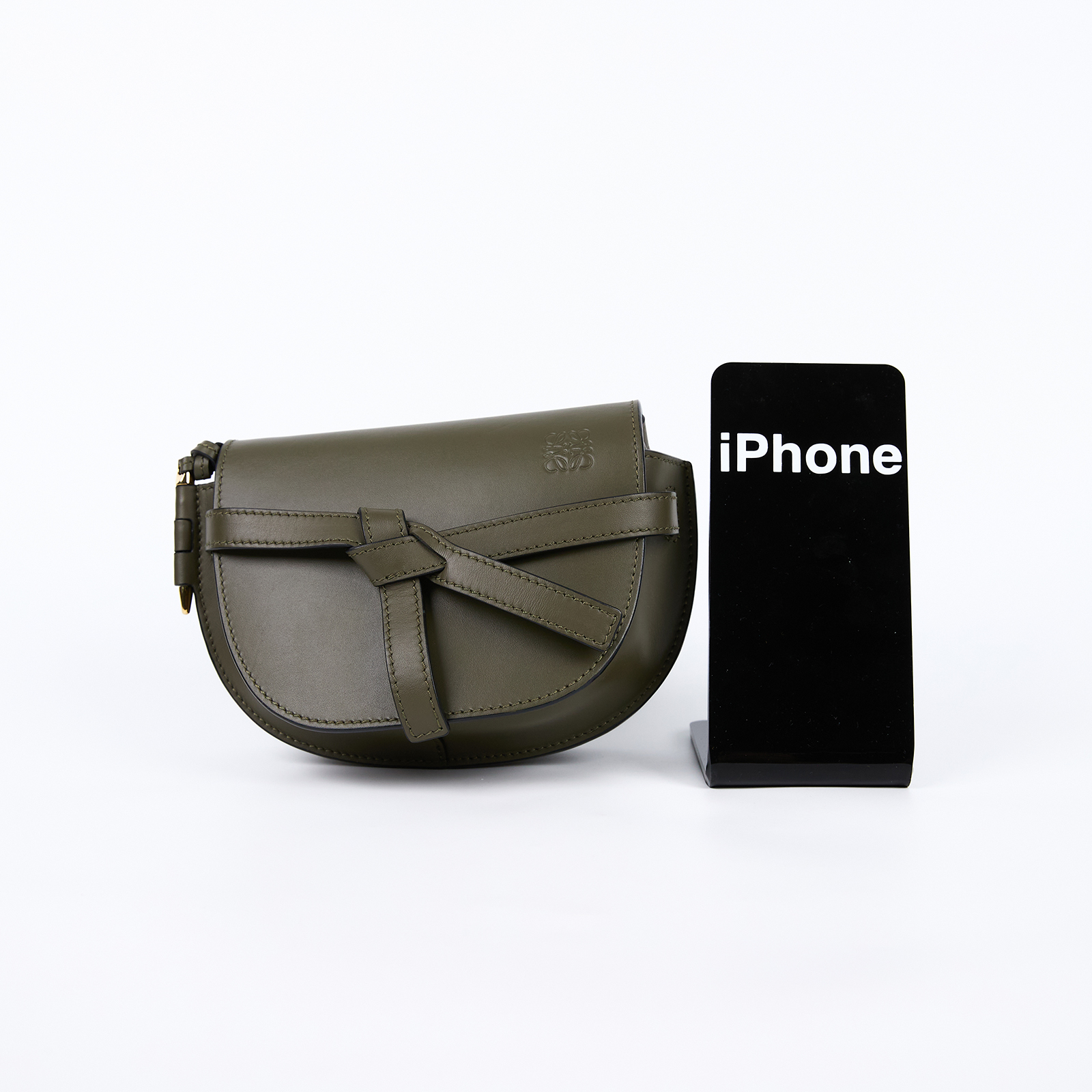 羅意威 LOEWE Mini Gate Dual bag 迷你 小牛皮 肩背包 帆布背帶 A650N46X13 墨綠色帆布背帶GATE MINI 防塵袋
