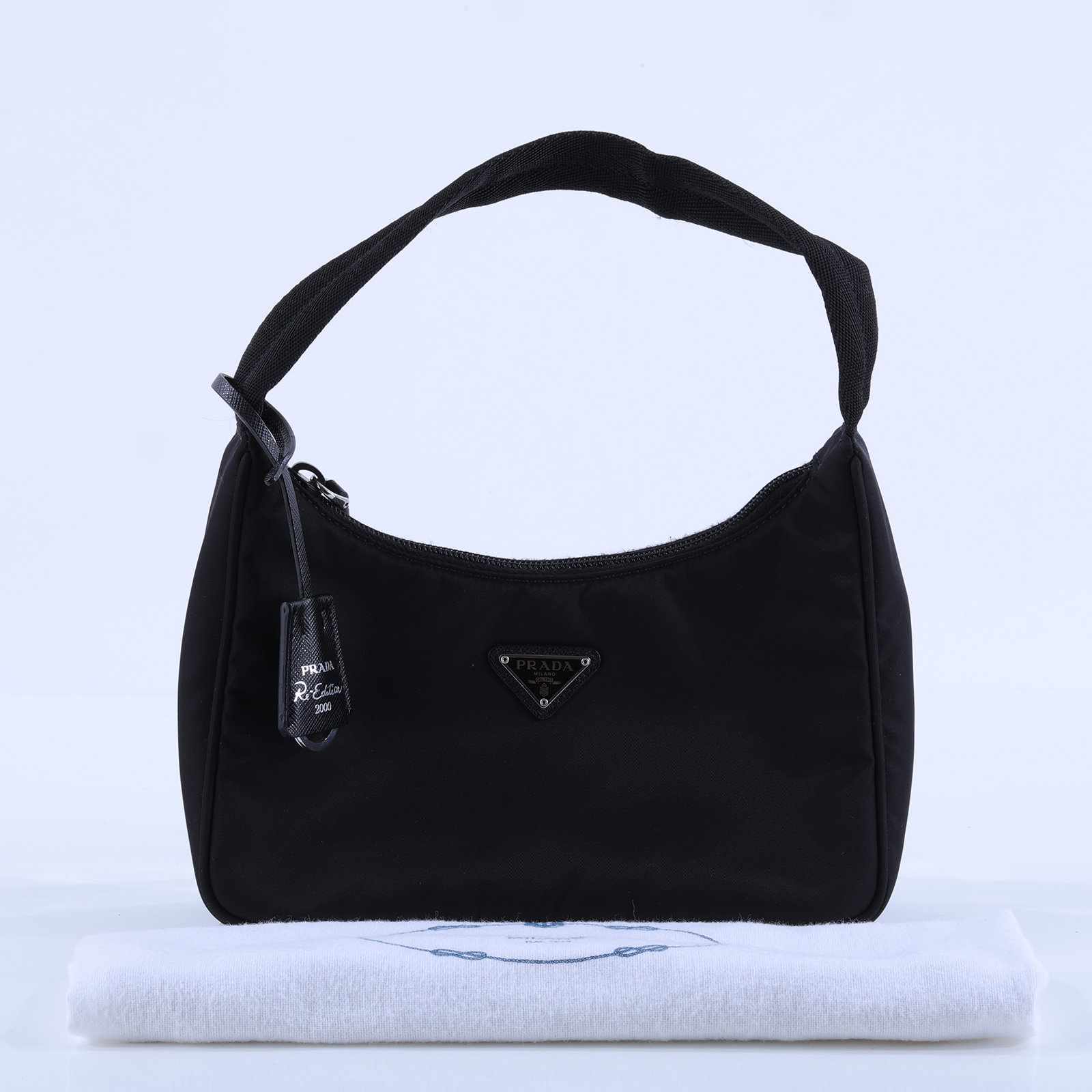 普拉達 PRADA Re-Edition 迷你 Hobo 包 1NE515_RDH0 黑尼龍HOBO腋下包 防塵袋