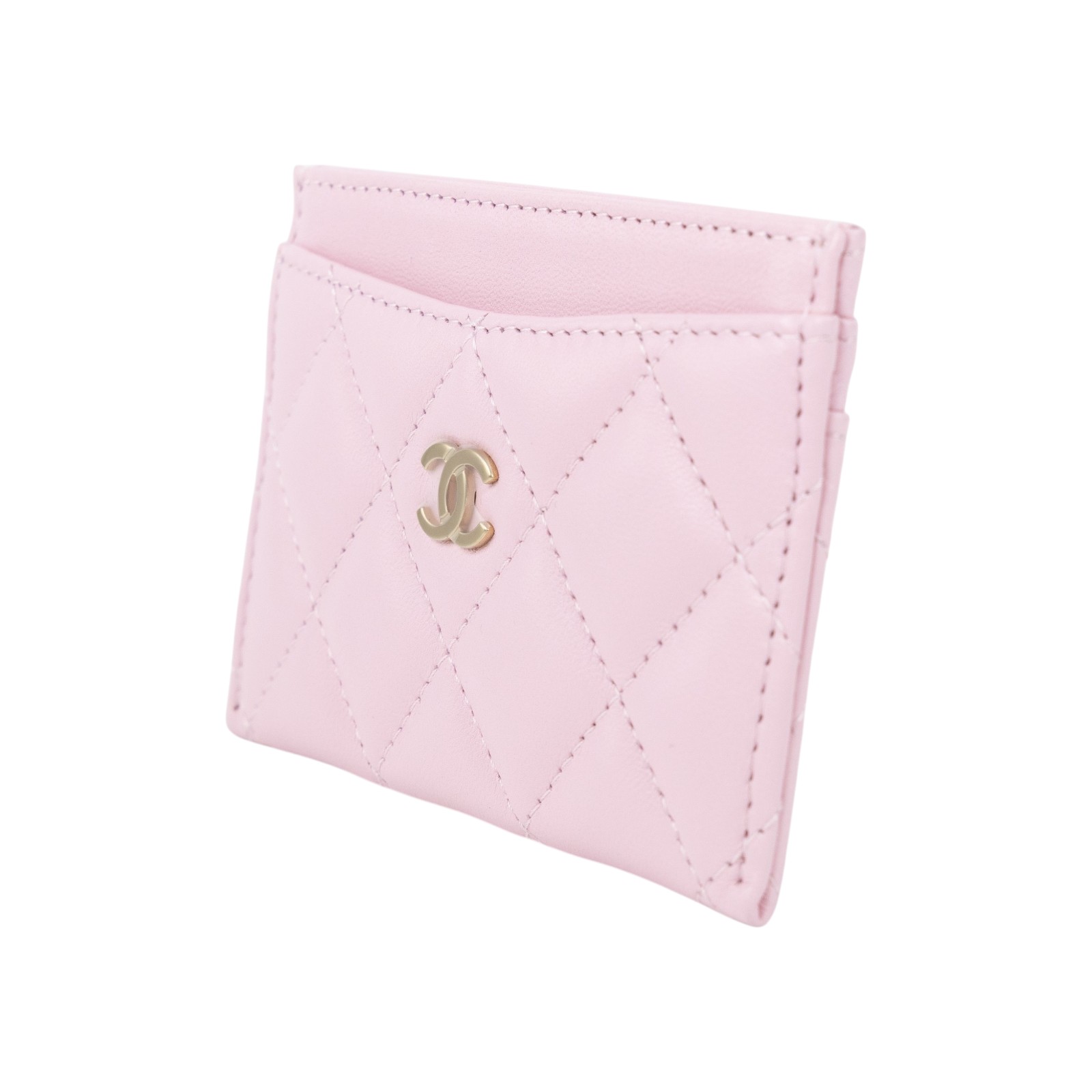 香奈兒 CHANEL CC LOGO 經典卡片夾 AP0213 晶片款 粉銀羊菱格卡夾 原廠盒子/防塵袋