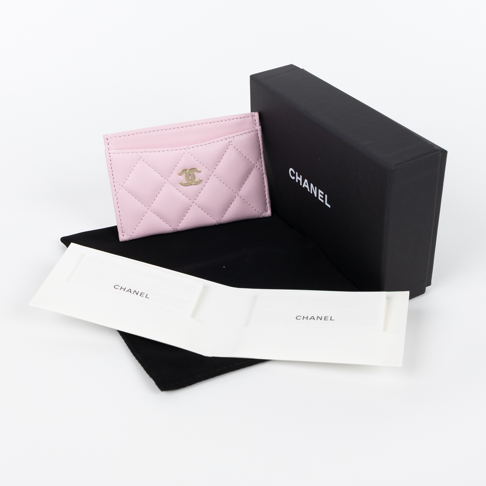 香奈兒 CHANEL CC LOGO 經典卡片夾 AP0213 晶片款 粉銀羊菱格卡夾 原廠盒子/防塵袋