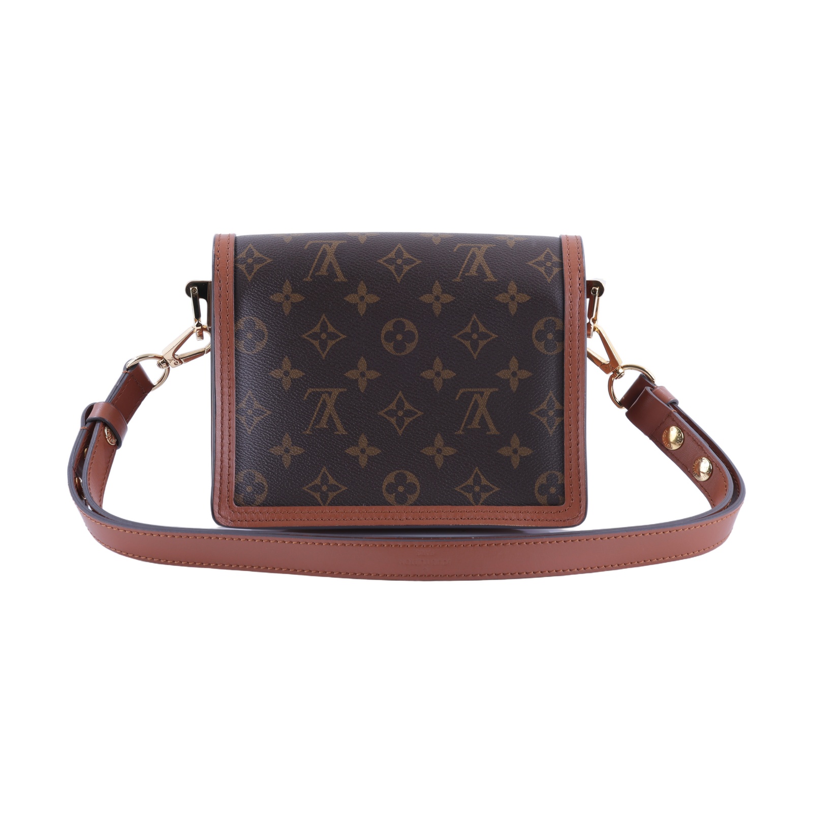 路易威登 LOUIS VUITTON Mini Dauphine 達芙妮 Reverse皮革飾邊 帆布肩背 斜背包 M45959 晶片款  原廠盒子/防塵袋/背帶