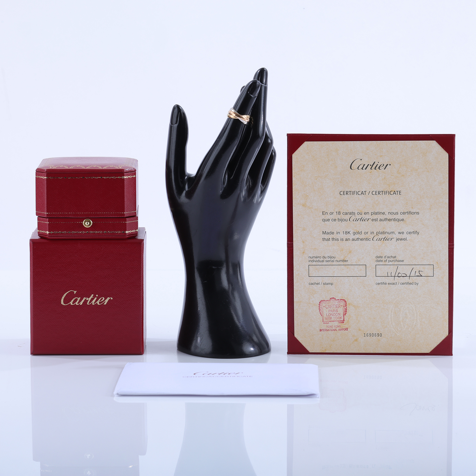 卡地亞 CARTIER Trinity 戒指  K18 TRINITY 三環戒指#46 原廠盒子/保書