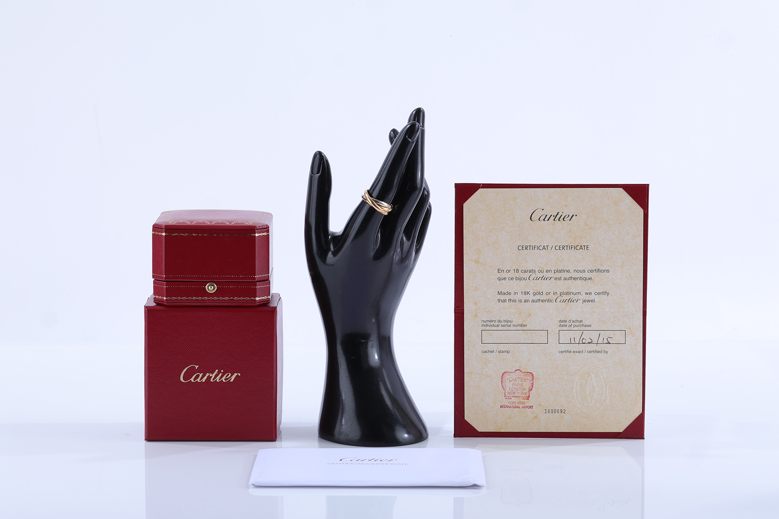 卡地亞 CARTIER Trinity 戒指  K18 TRINITY 三環戒指#56 原廠盒子/保書