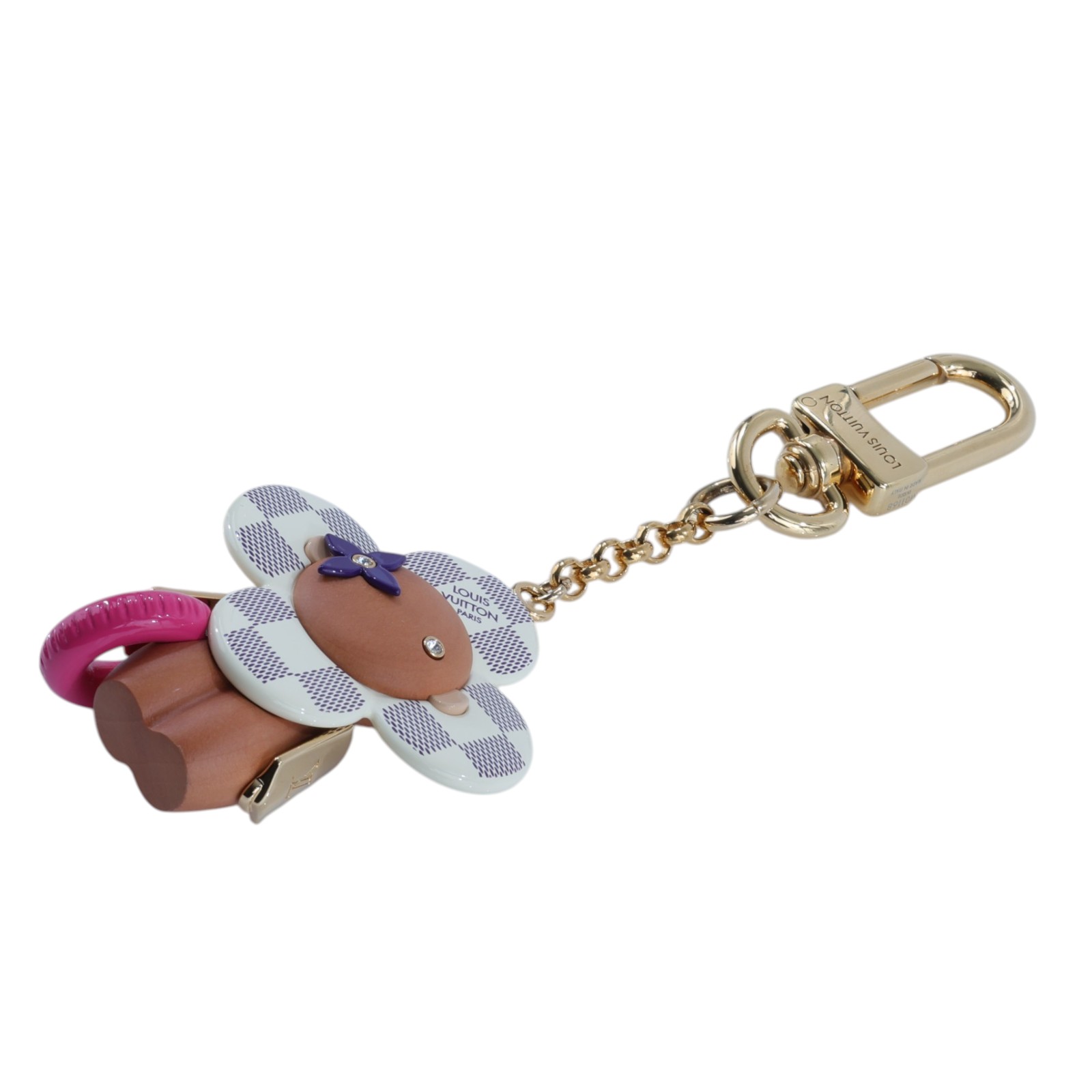 路易威登 LOUIS VUITTON Vivienne 掛飾 鑰匙圈 木頭 PVC 白色 金色金屬配件 M01168  原廠盒子/防塵袋