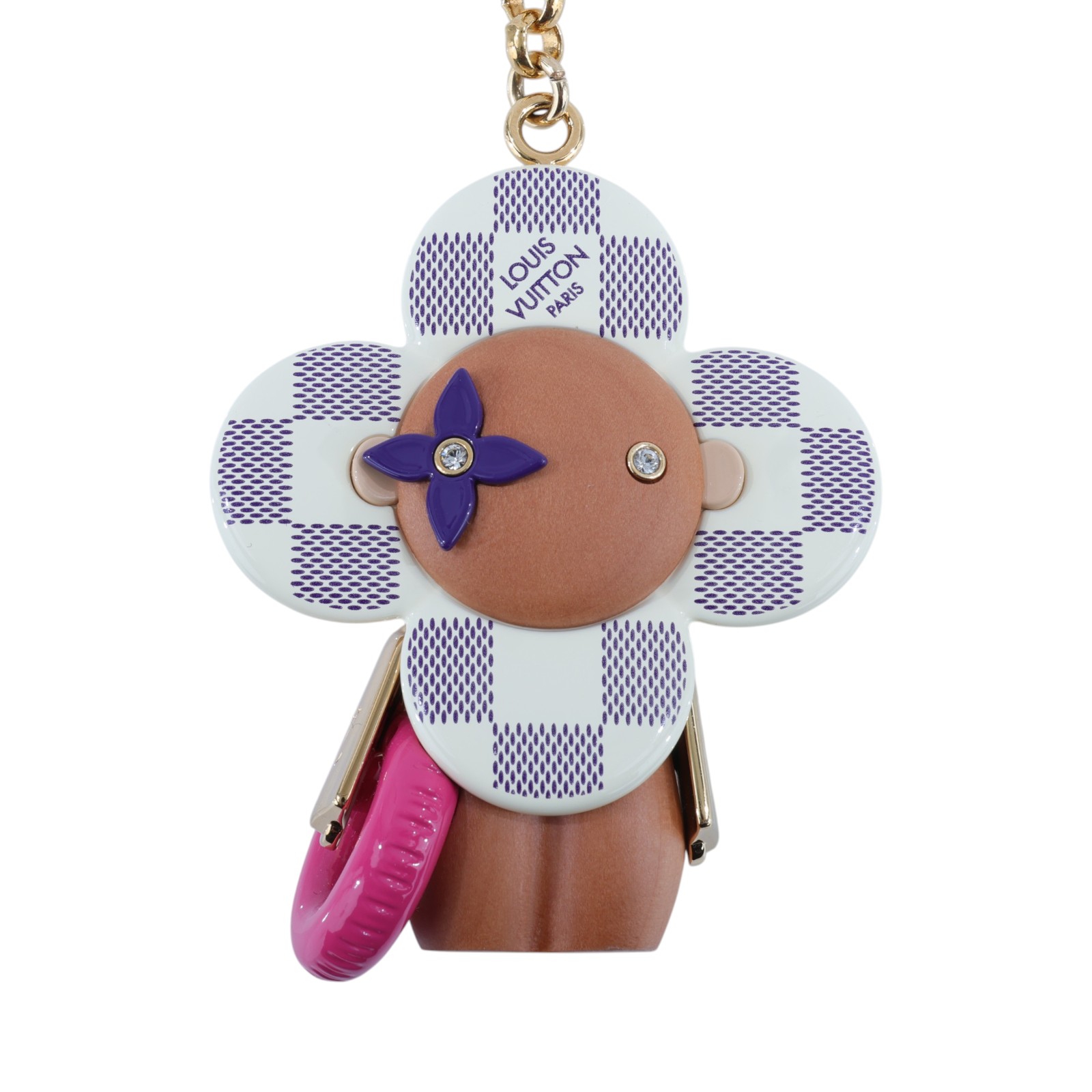 路易威登 LOUIS VUITTON Vivienne 掛飾 鑰匙圈 木頭 PVC 白色 金色金屬配件 M01168  原廠盒子/防塵袋