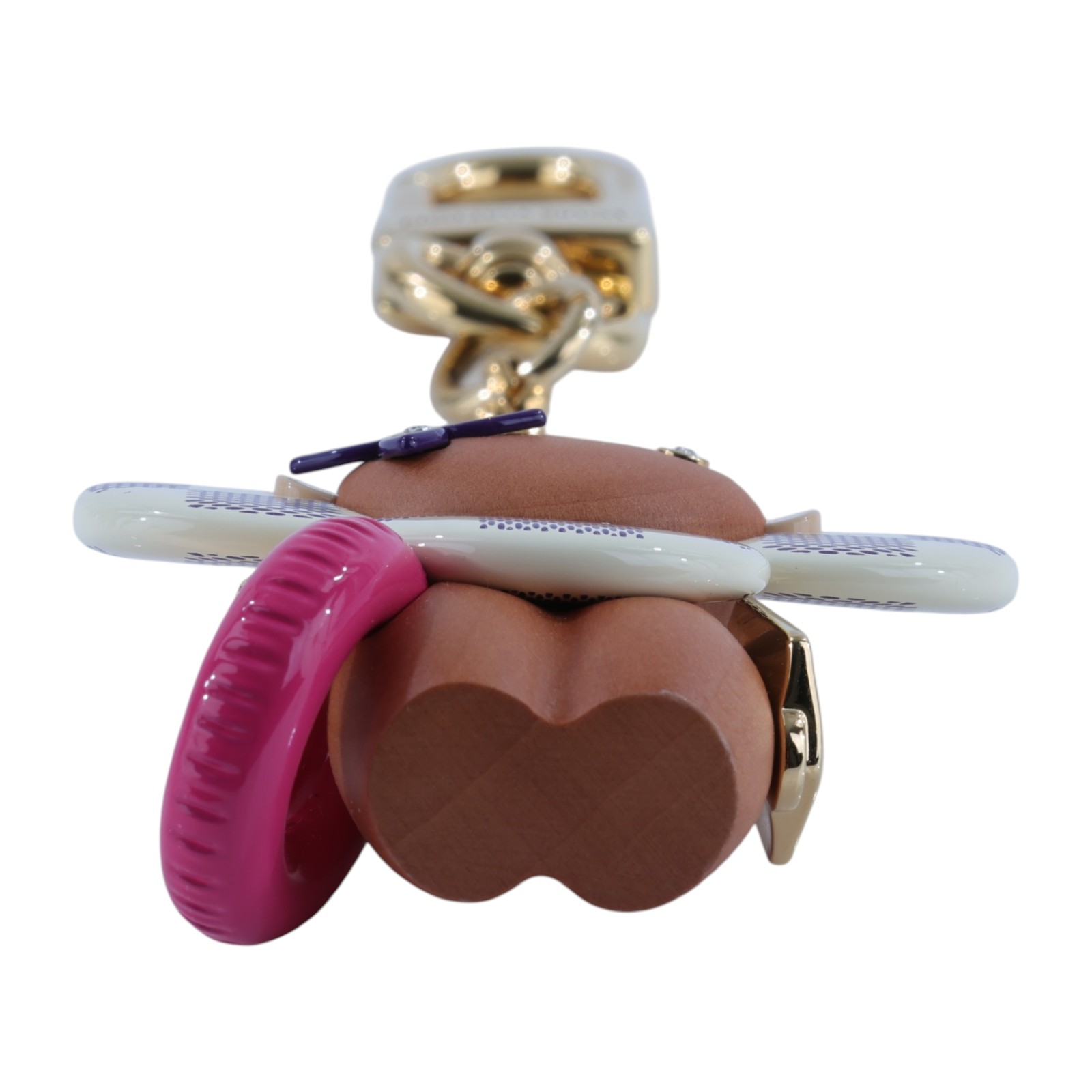 路易威登 LOUIS VUITTON Vivienne 掛飾 鑰匙圈 木頭 PVC 白色 金色金屬配件 M01168  原廠盒子/防塵袋