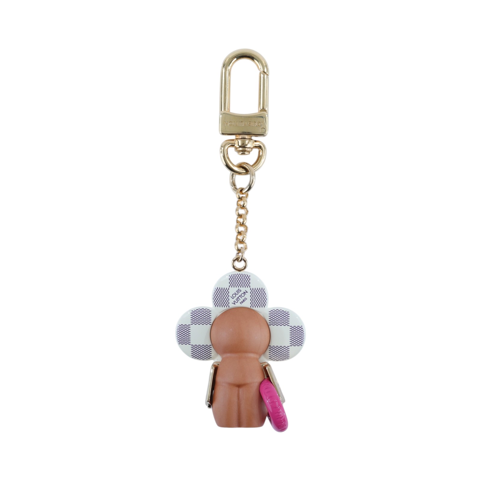 路易威登 LOUIS VUITTON Vivienne 掛飾 鑰匙圈 木頭 PVC 白色 金色金屬配件 M01168  原廠盒子/防塵袋