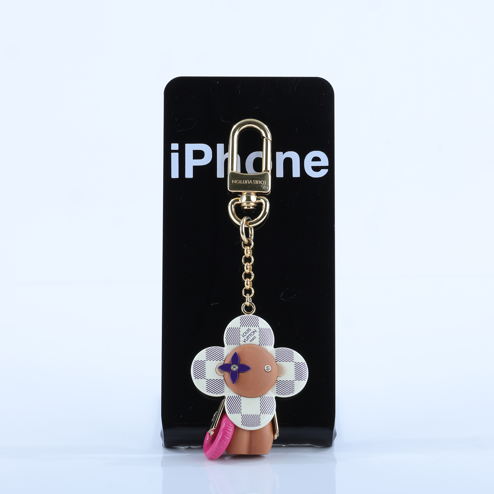 路易威登 LOUIS VUITTON Vivienne 掛飾 鑰匙圈 木頭 PVC 白色 金色金屬配件 M01168  原廠盒子/防塵袋