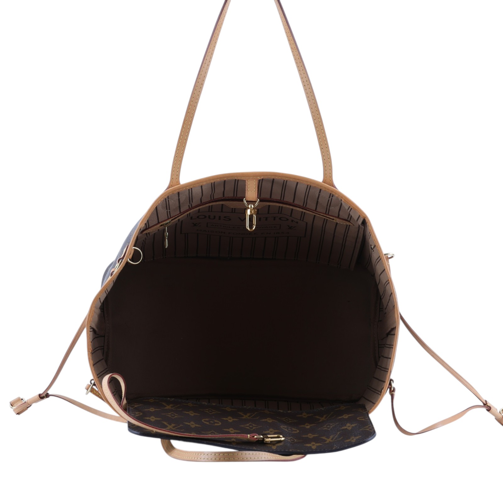路易威登 LOUIS VUITTON Neverfull MM  經典帆布 肩背 購物袋 紅玫米黃雙色內襯 M46975  防塵袋/內袋