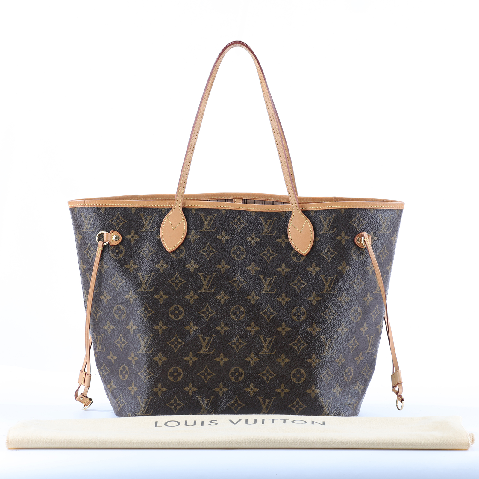 路易威登 LOUIS VUITTON Neverfull MM  經典帆布 肩背 購物袋 紅玫米黃雙色內襯 M46975  防塵袋/內袋