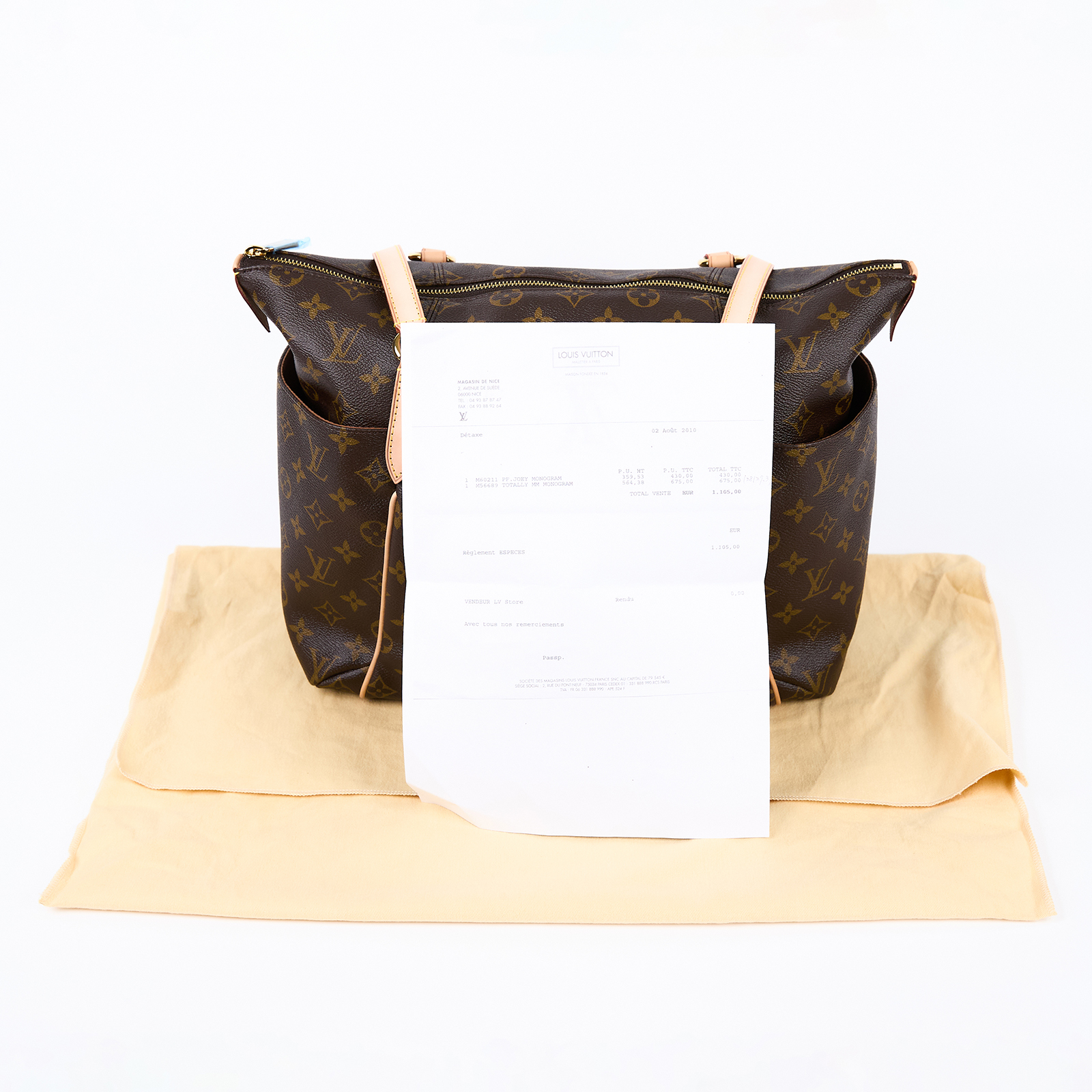 路易威登 LOUIS VUITTON Totally MM 經典帆布 托特包 M56689 原花TOTALLY MM 防塵袋/購買證明影本
