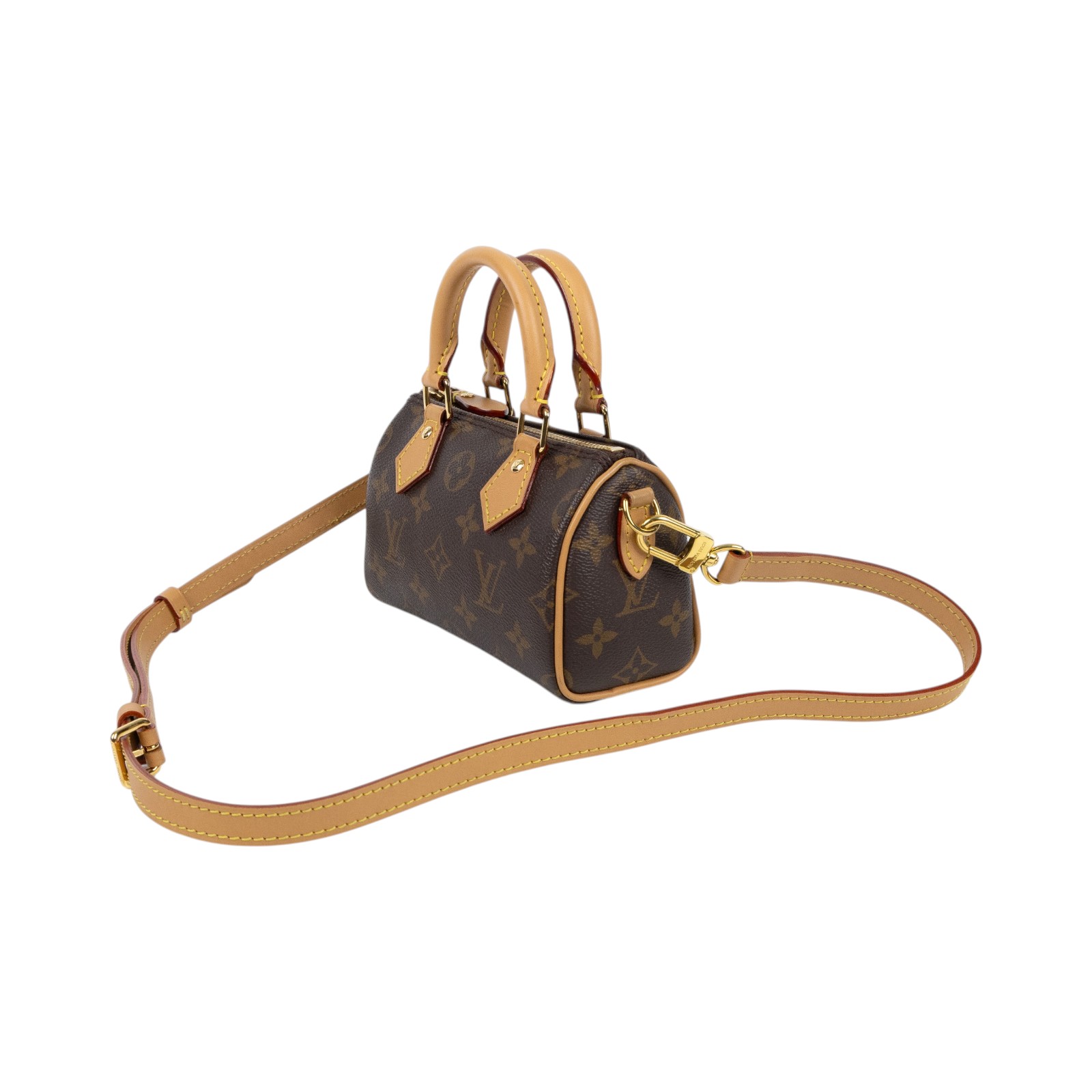 路易威登 LOUIS VUITTON Nano Speedy 原花 手提 肩背包 M81085 原花NANO SPEEDY 背帶