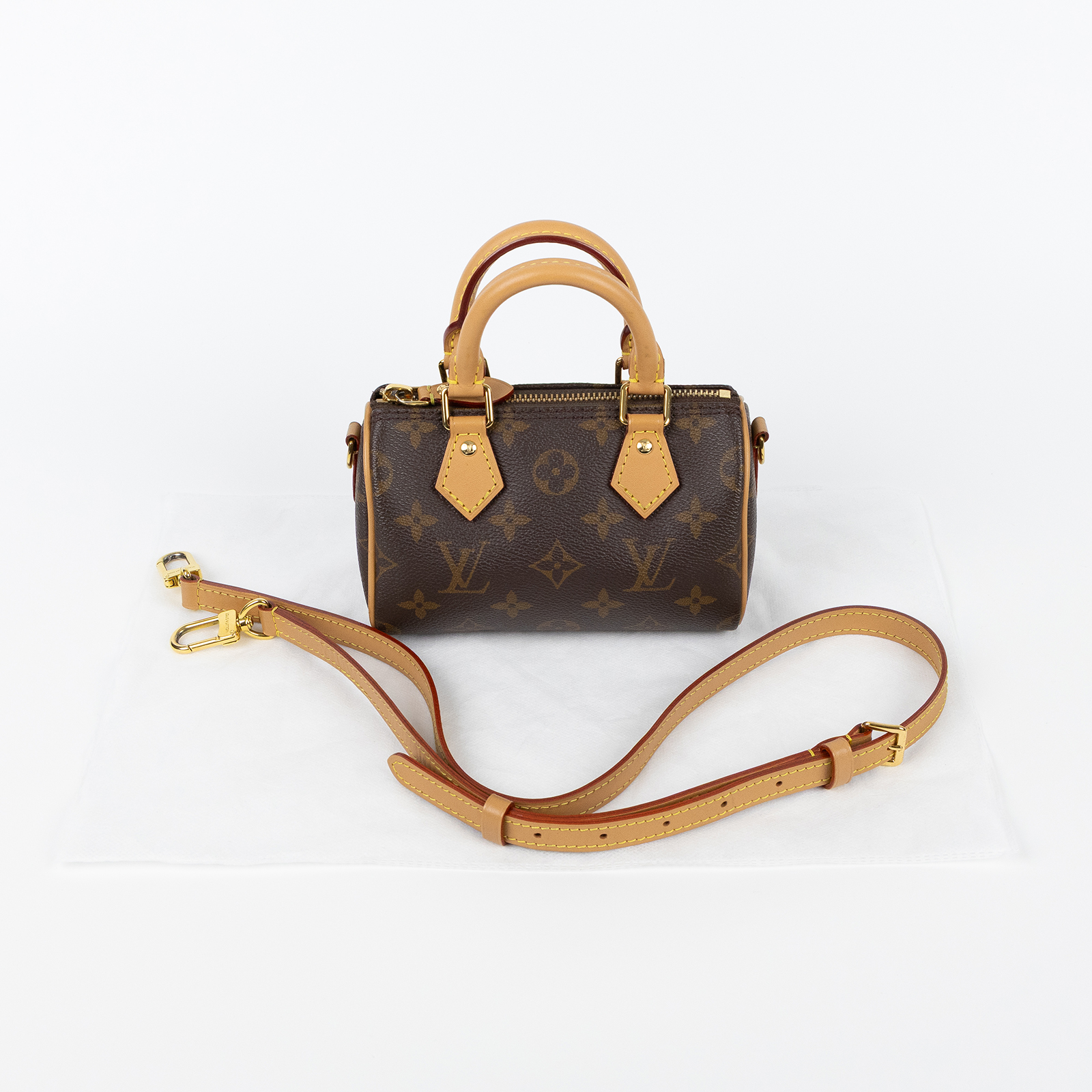 路易威登 LOUIS VUITTON Nano Speedy 原花 手提 肩背包 M81085 原花NANO SPEEDY 背帶