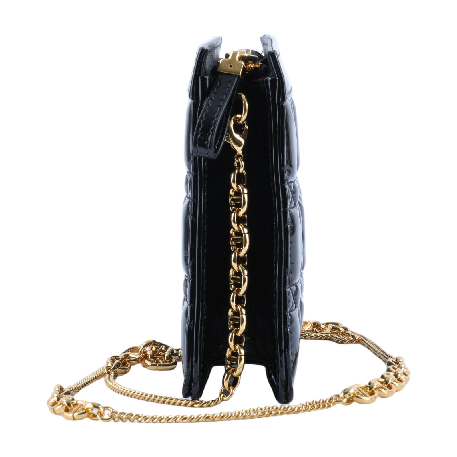 迪奧 CHRISTIAN DIOR Caro Pouch With Chain 拉鍊 鏈帶包 漆皮 S5106UWFQ 黑漆皮CARO POUCH 防塵袋/背帶