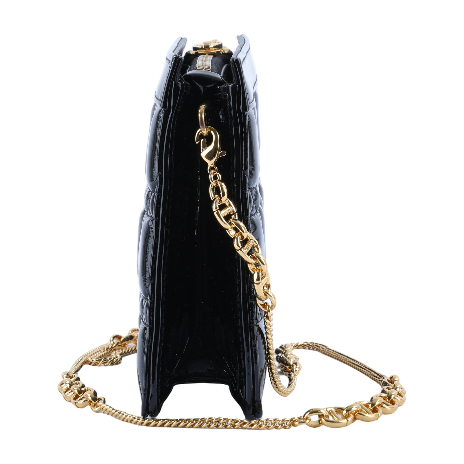 迪奧 CHRISTIAN DIOR Caro Pouch With Chain 拉鍊 鏈帶包 漆皮 S5106UWFQ 黑漆皮CARO POUCH 防塵袋/背帶