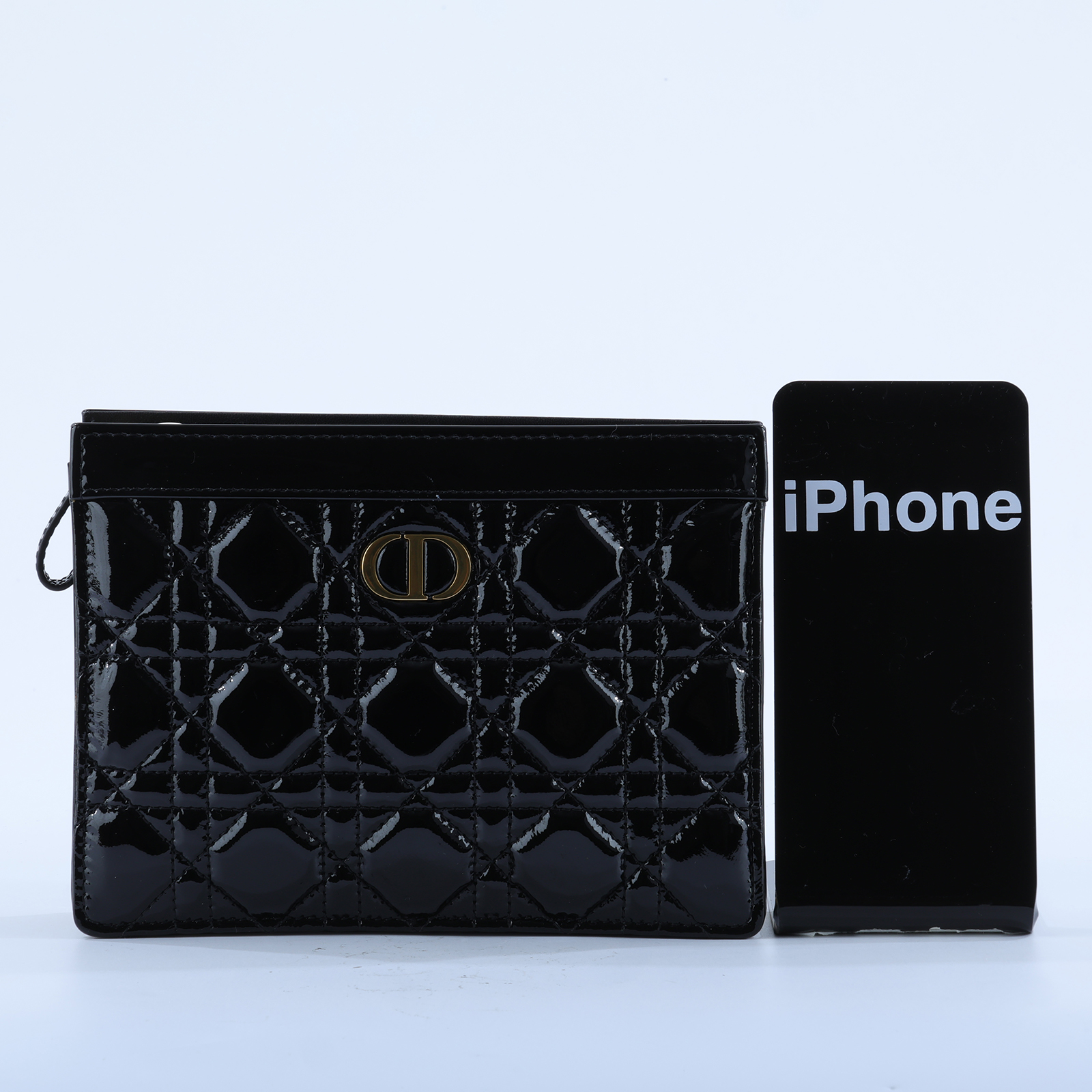 迪奧 CHRISTIAN DIOR Caro Pouch With Chain 拉鍊 鏈帶包 漆皮 S5106UWFQ 黑漆皮CARO POUCH 防塵袋/背帶