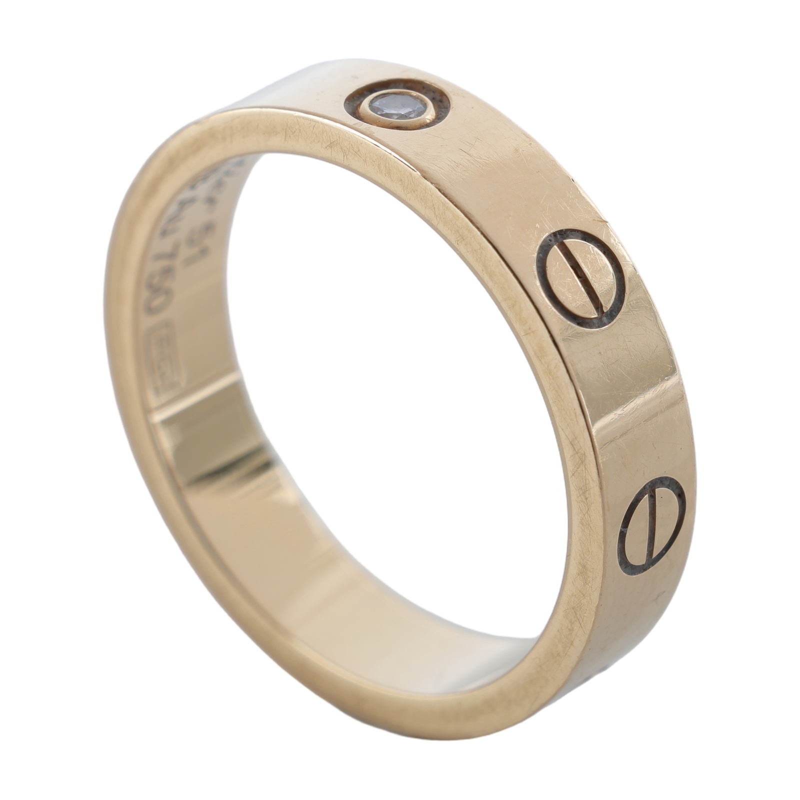 卡地亞 CARTIER Love 戒指 小型款 1顆鑽石 B4056151 18KYG 單鑽 LOVE戒指#51 原廠盒子/保書
