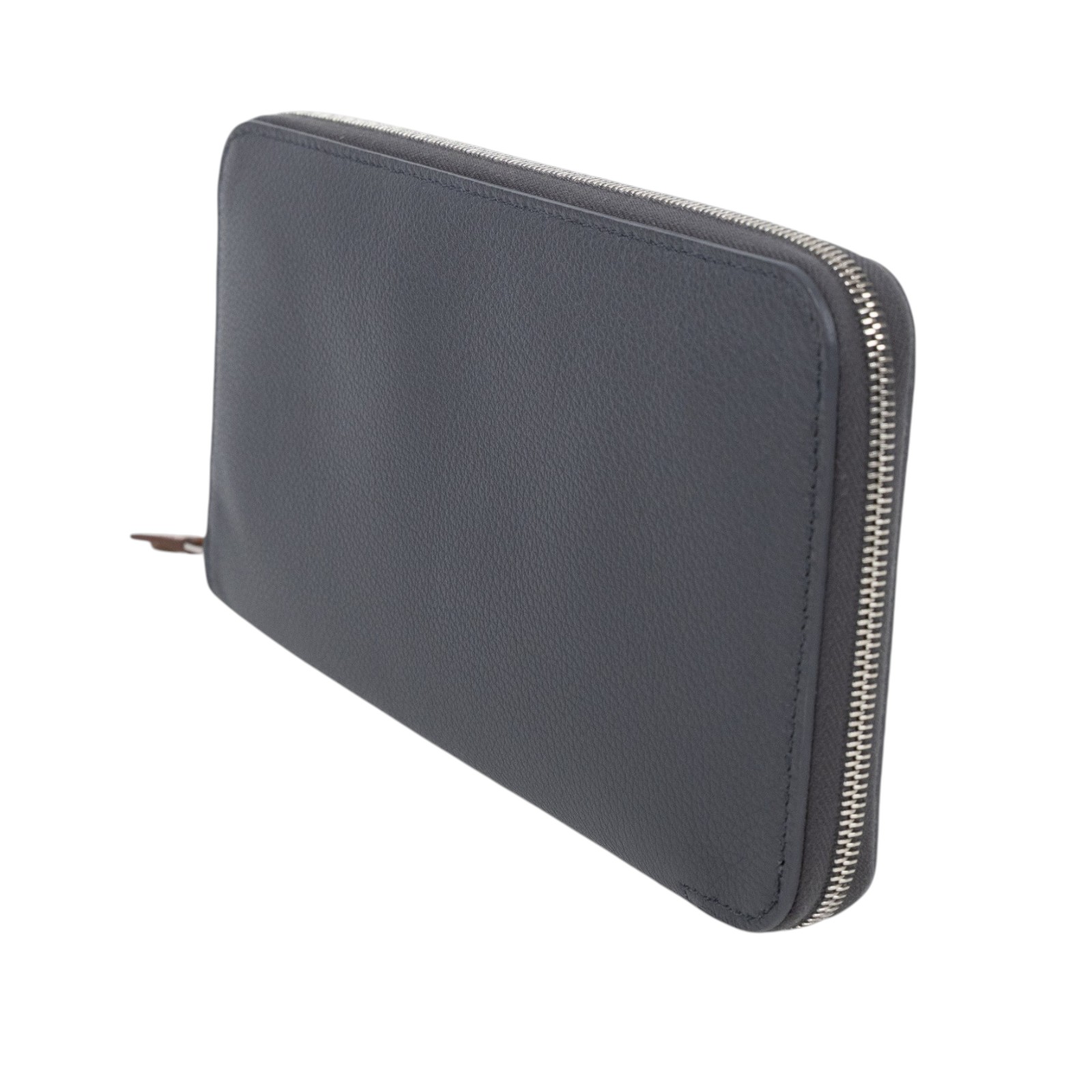 愛馬仕 Hermes SilkIn 拉鍊 長夾 錢包 SILKL K SI 001 DB K刻 灰絲巾長夾 無附屬品