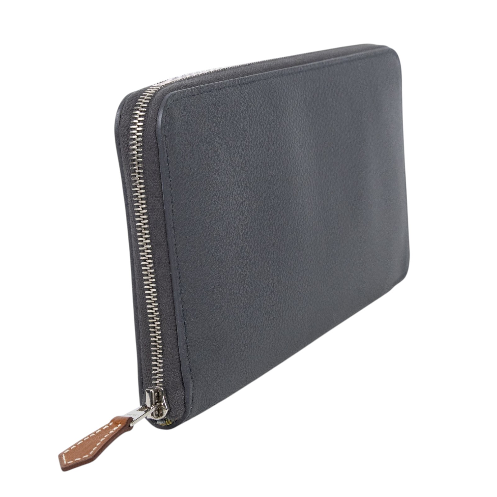 愛馬仕 Hermes SilkIn 拉鍊 長夾 錢包 SILKL K SI 001 DB K刻 灰絲巾長夾 無附屬品