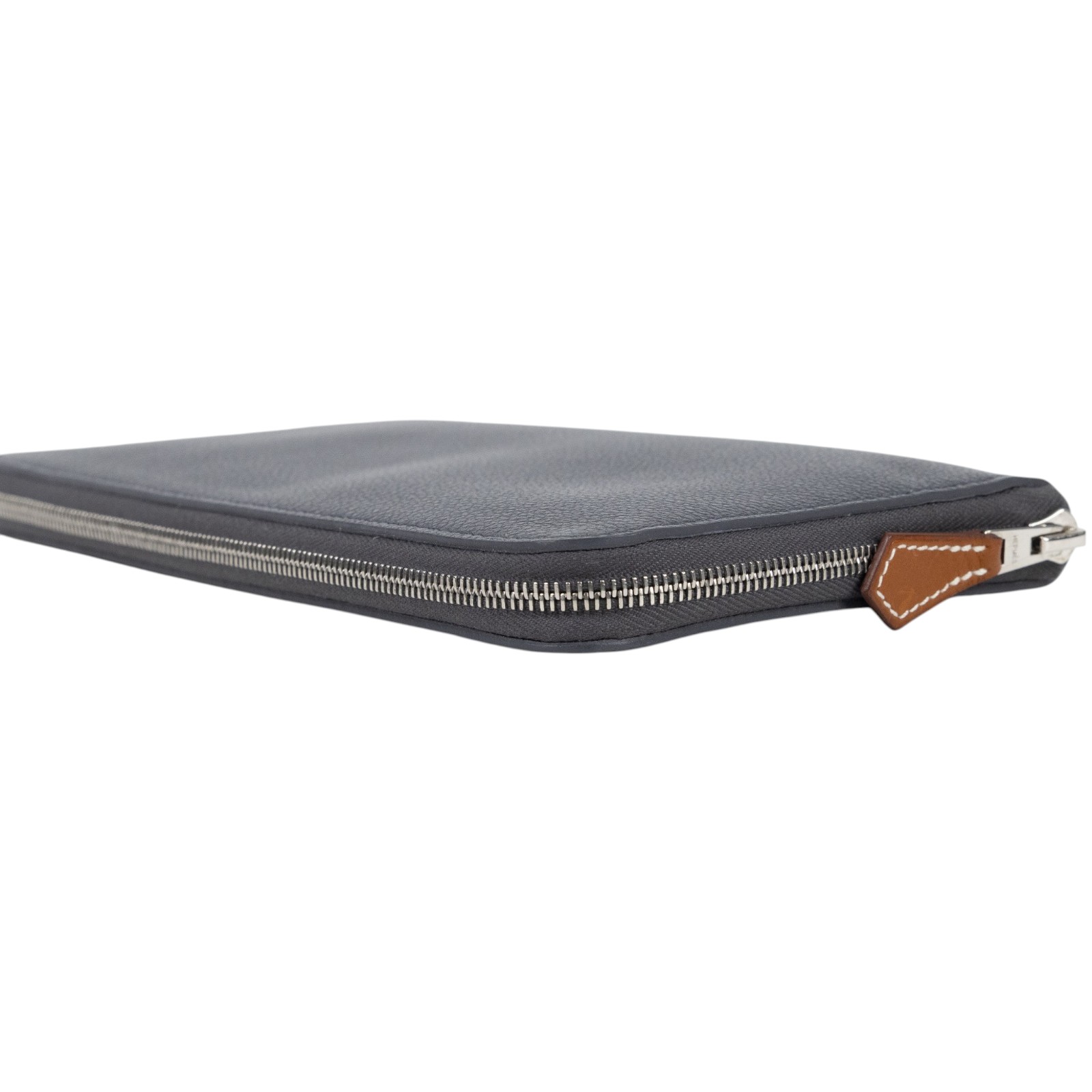 愛馬仕 Hermes SilkIn 拉鍊 長夾 錢包 SILKL K SI 001 DB K刻 灰絲巾長夾 無附屬品