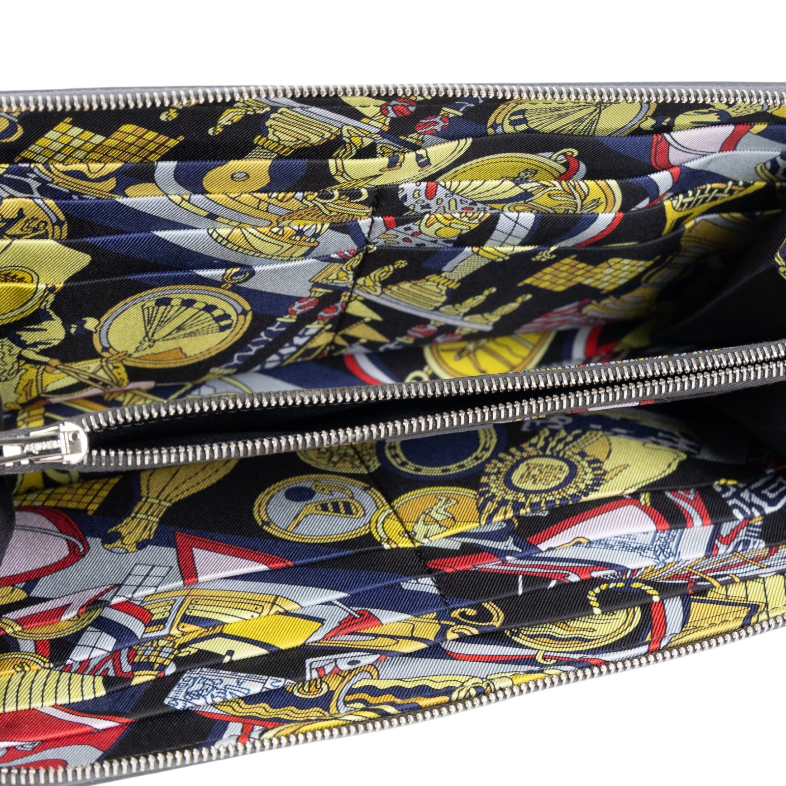愛馬仕 Hermes SilkIn 拉鍊 長夾 錢包 SILKL K SI 001 DB K刻 灰絲巾長夾 無附屬品