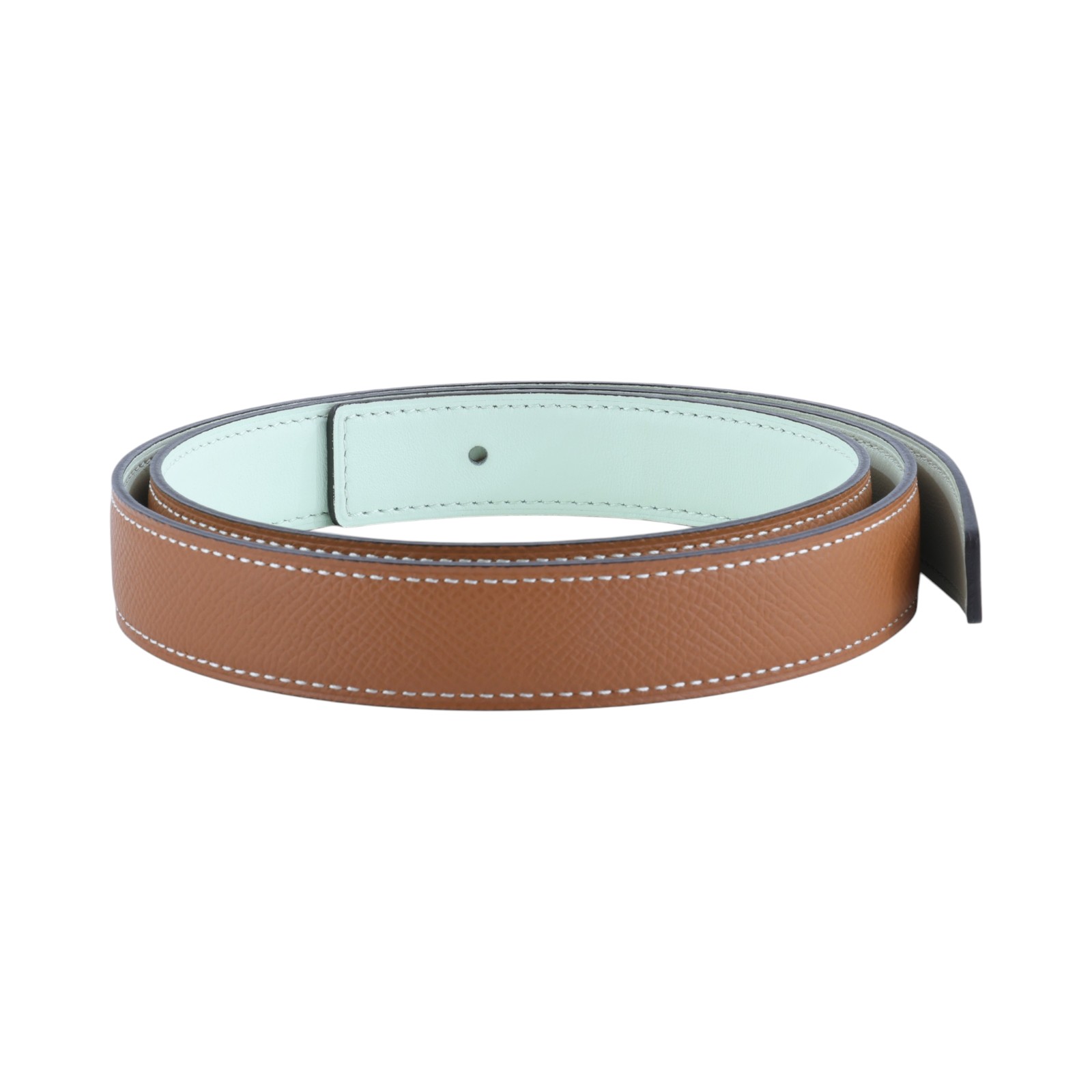 愛馬仕 Hermes H 皮帶扣 雙面皮革腰帶  /RG 12 22 金棕拚氣泡綠皮帶#85 原廠盒子/防塵袋2