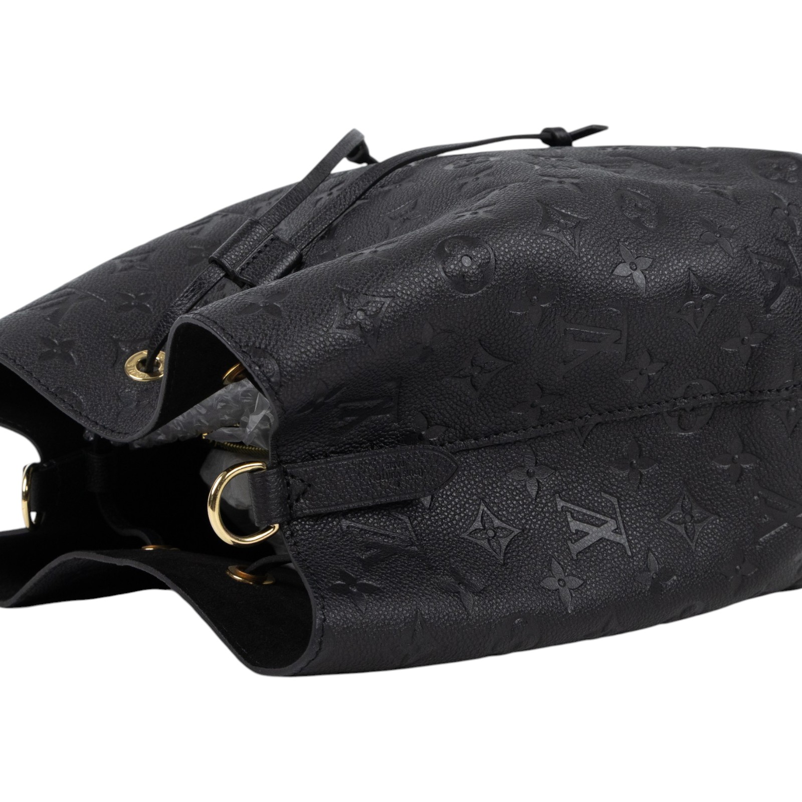 路易威登 LOUIS VUITTON NéoNoé MM 黑色 粒面壓花牛皮 束口水桶包 M45256 晶片款  防塵袋/背帶2/收據影本