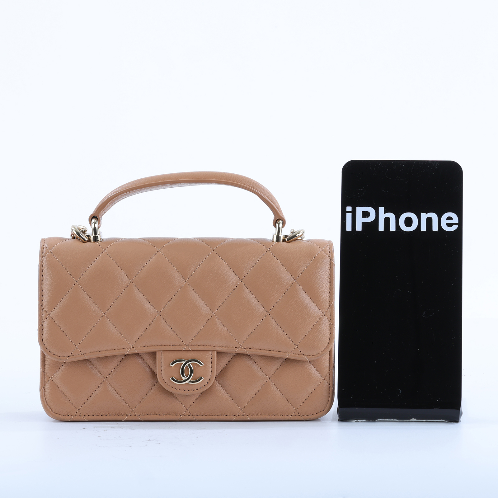 香奈兒 CHANEL Coco Handle WOC 小羊皮 手提 口蓋包 AP3226 晶片款 奶茶色金羊COCO HANDLE WOC 17CM 原廠盒子/防塵袋/收據