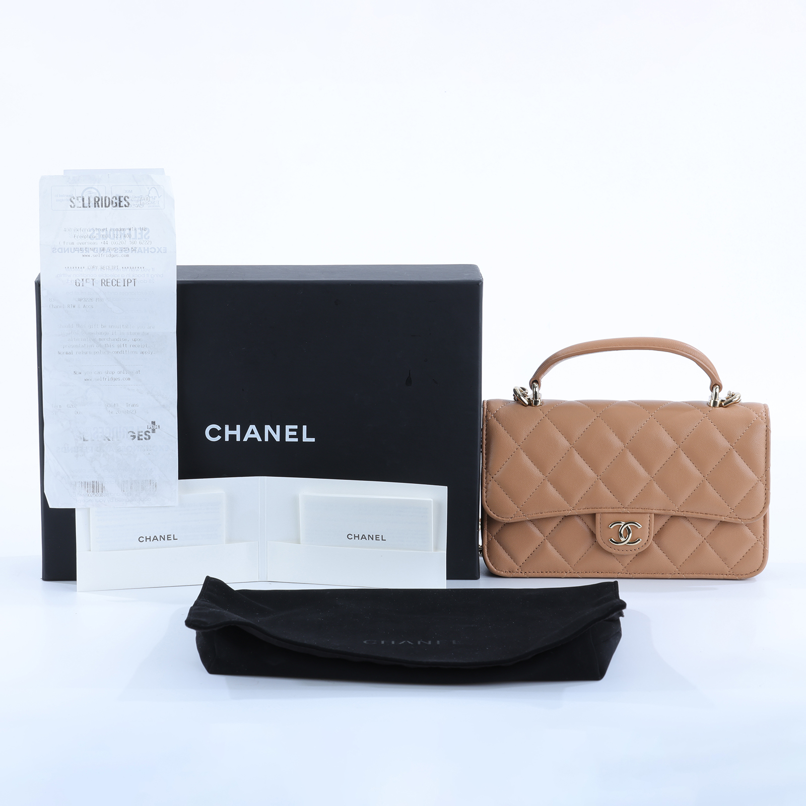 香奈兒 CHANEL Coco Handle WOC 小羊皮 手提 口蓋包 AP3226 晶片款 奶茶色金羊COCO HANDLE WOC 17CM 原廠盒子/防塵袋/收據