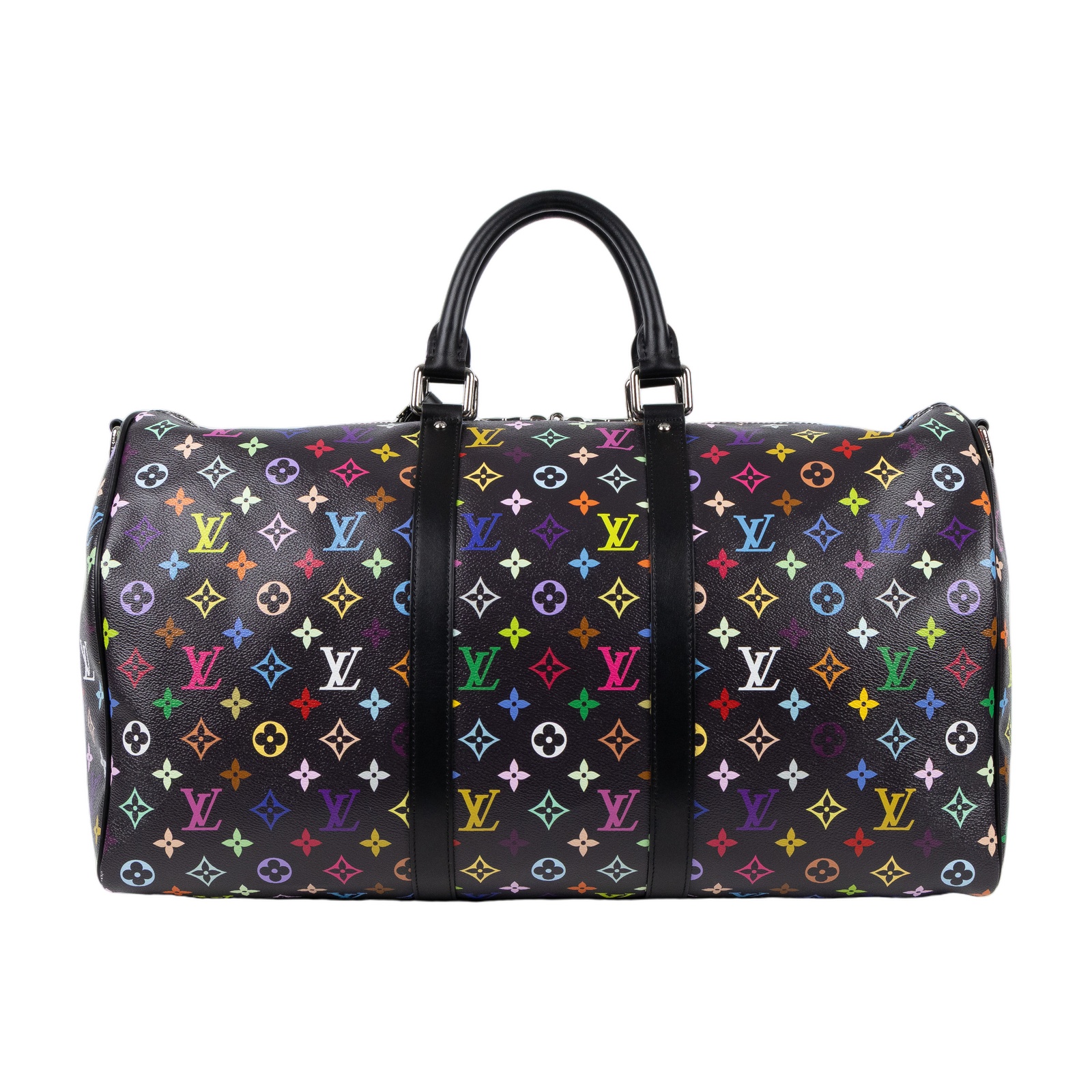 路易威登 LOUIS VUITTON TM 村上隆 Keepall Bandouliere 50 手提包 肩背包 旅行袋 M13745 晶片款  防塵袋/鎖組/掛飾2/背帶