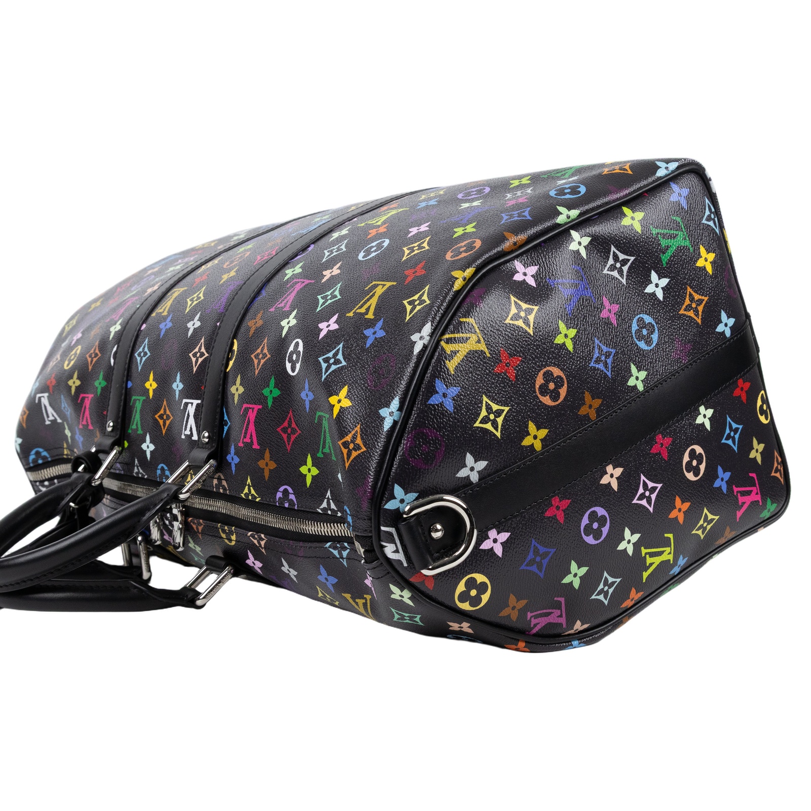 路易威登 LOUIS VUITTON TM 村上隆 Keepall Bandouliere 50 手提包 肩背包 旅行袋 M13745 晶片款  防塵袋/鎖組/掛飾2/背帶