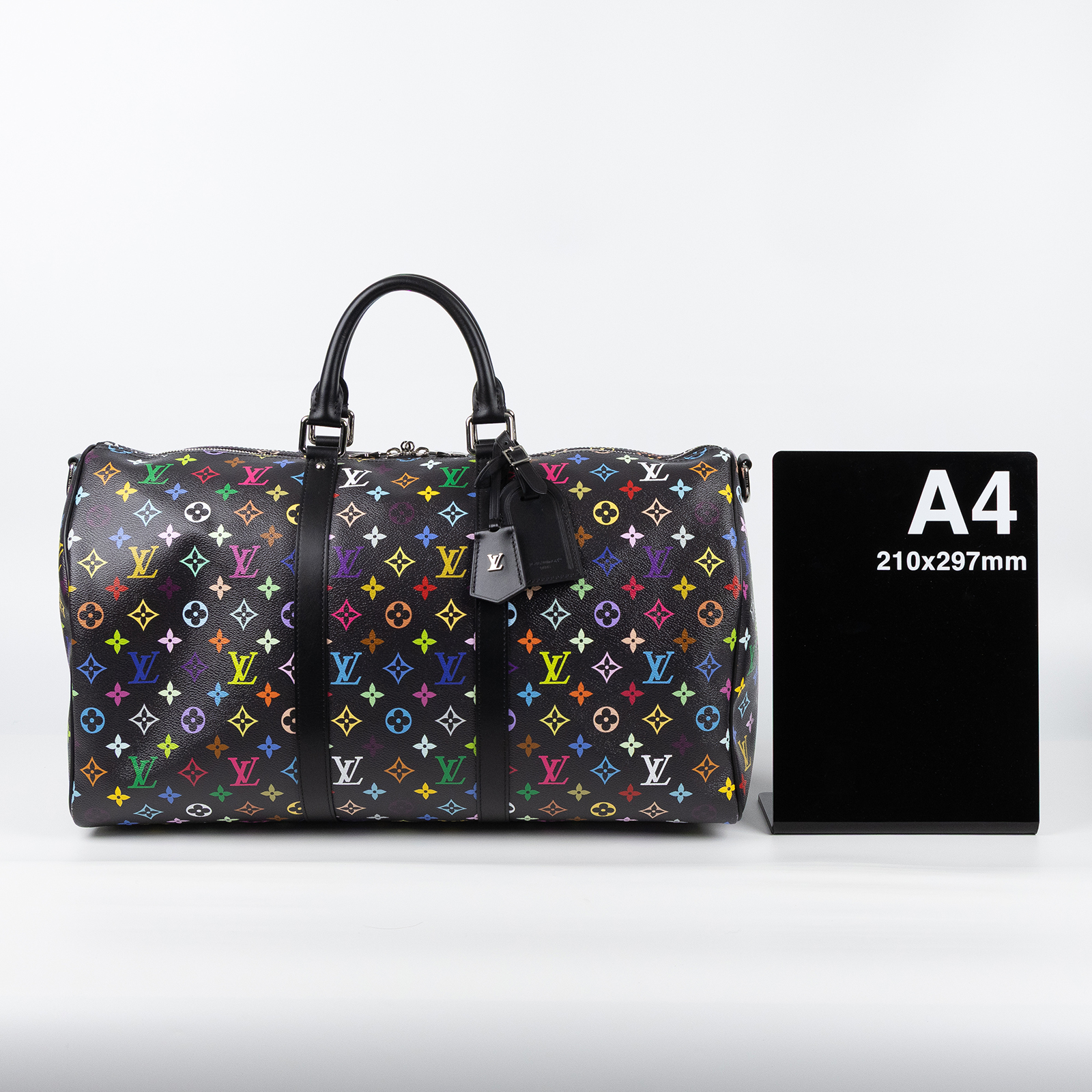 路易威登 LOUIS VUITTON TM 村上隆 Keepall Bandouliere 50 手提包 肩背包 旅行袋 M13745 晶片款  防塵袋/鎖組/掛飾2/背帶